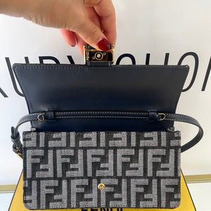 Wallet On Chain Baguette in denim Fendi