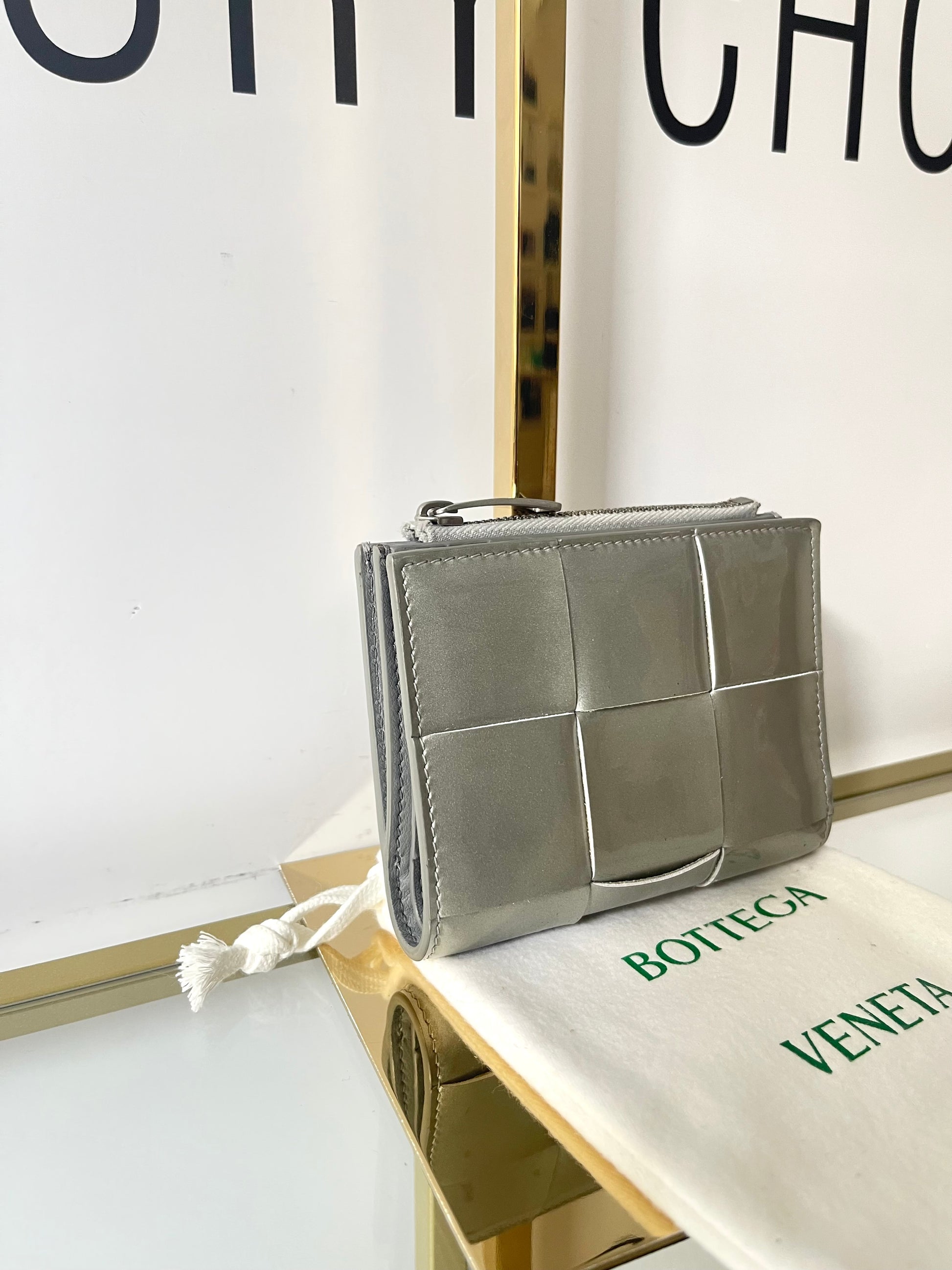 Portafoglio Cassette compatto argento Bottega Veneta