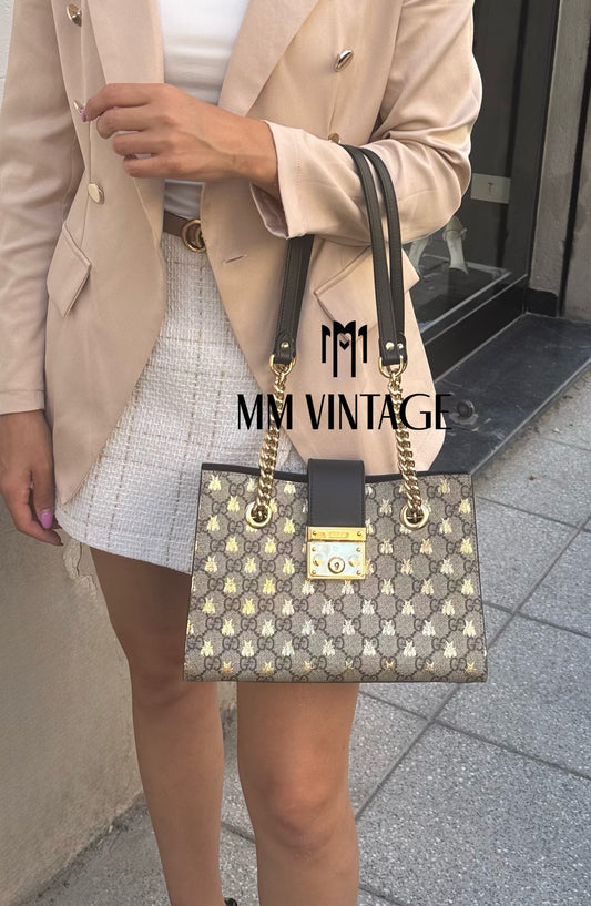 Borsa Padlock GG Supreme Bees Gucci