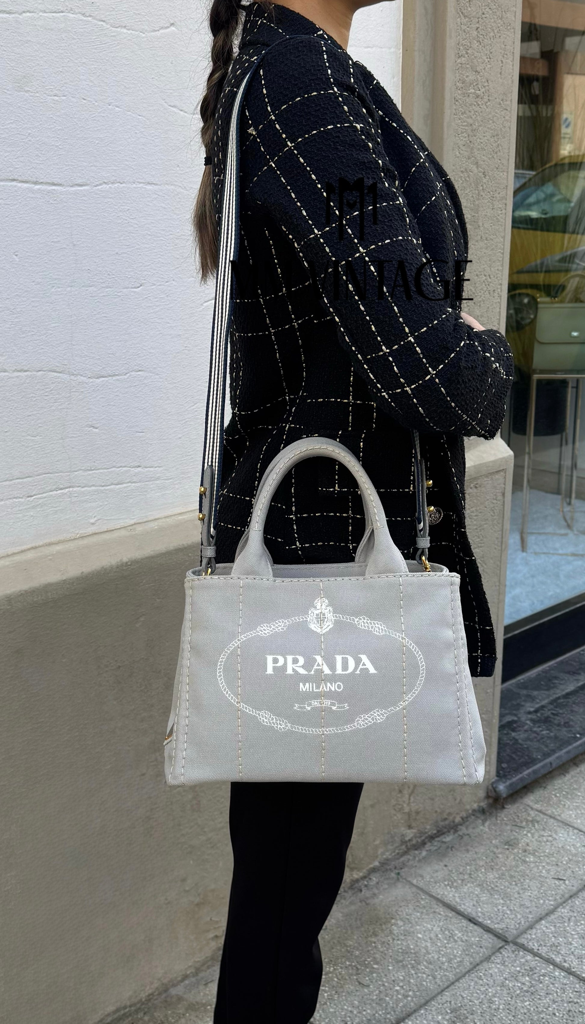 Borsa Shopping Bag Canapa Prada