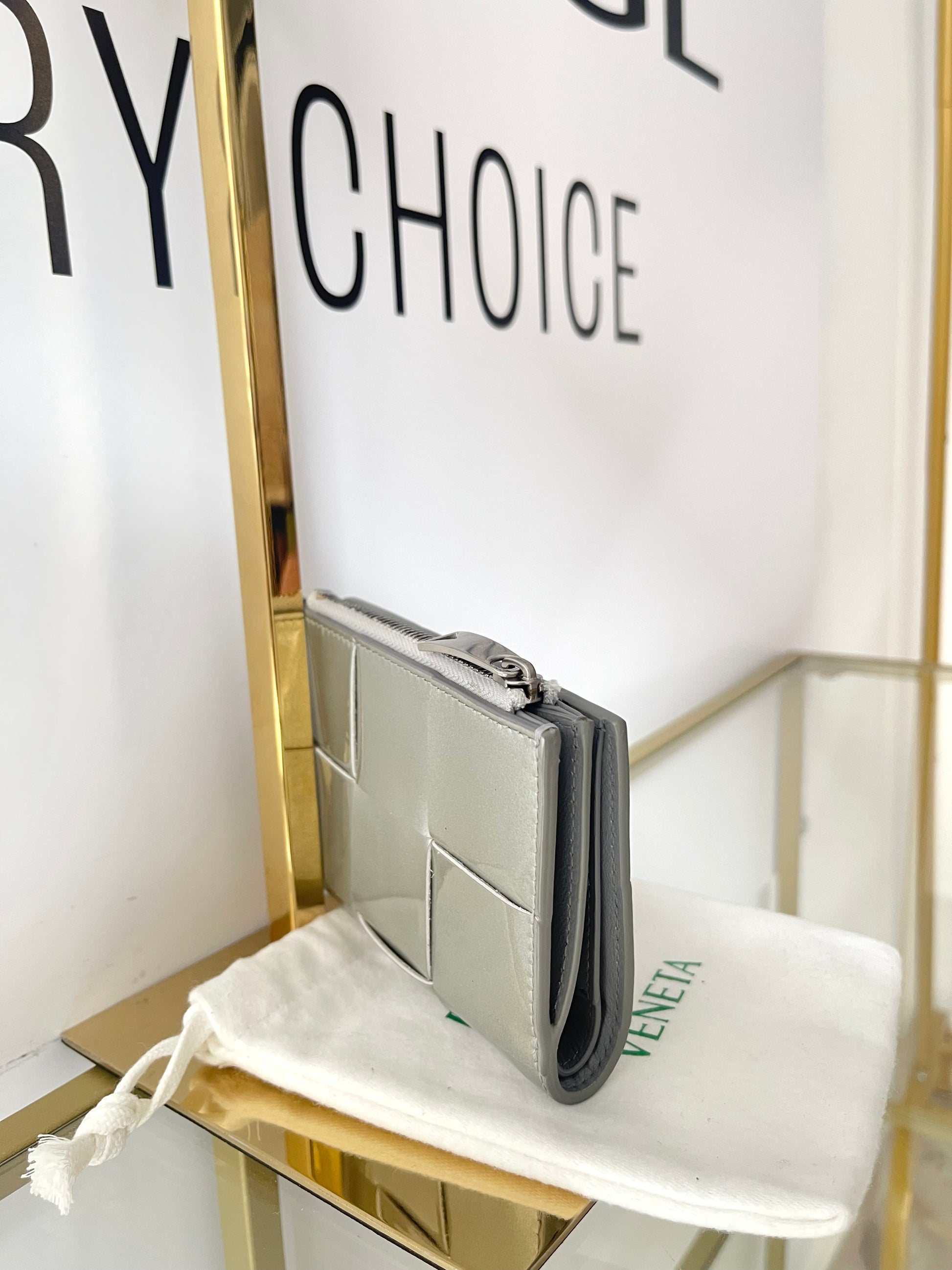 Portafoglio Cassette compatto argento Bottega Veneta