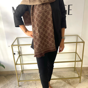 Sciarpa GG jacquard sabbia/marrone Gucci