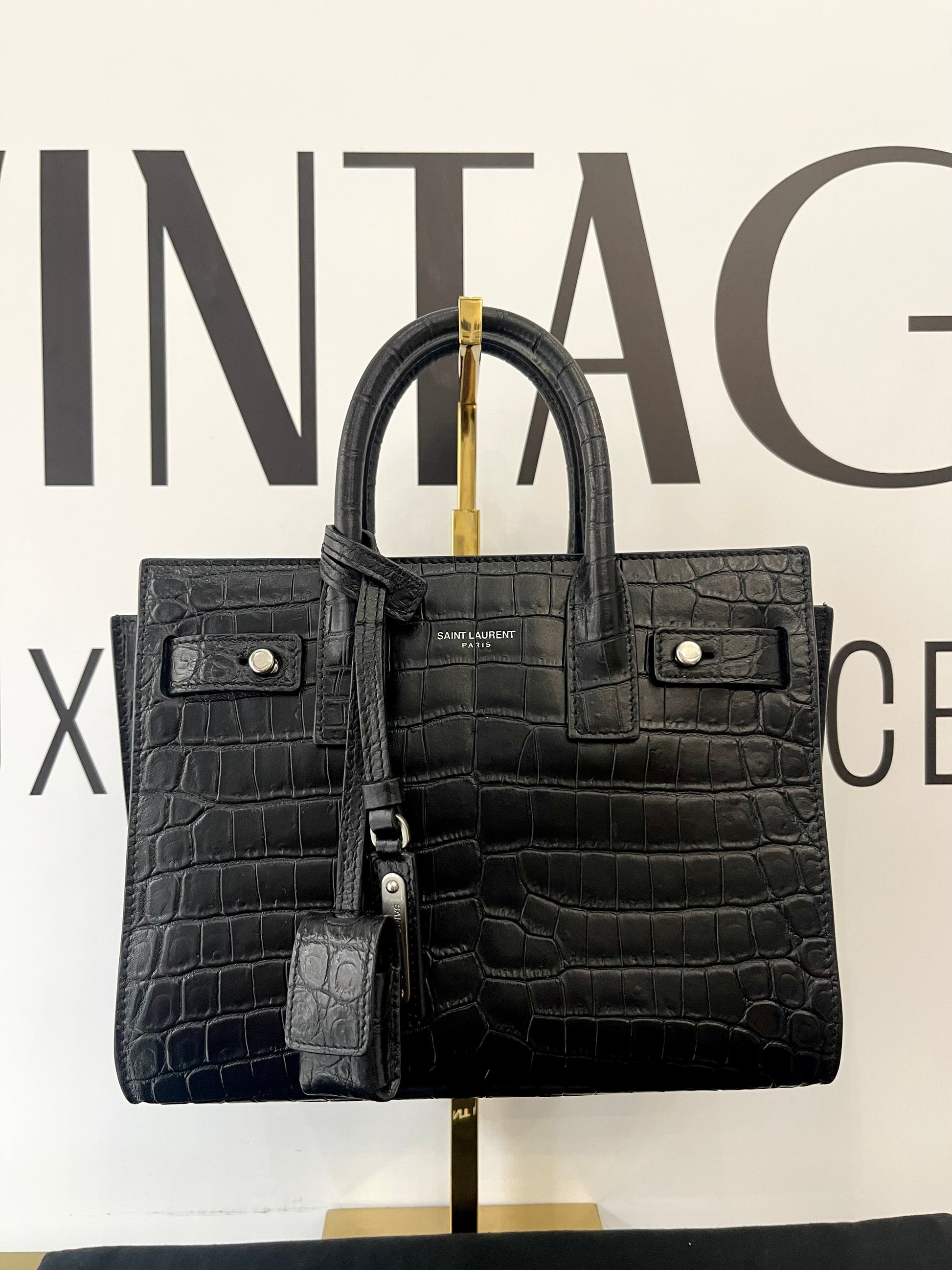 Borsa Sac De Jour Nano Goffrata Coccodrillo Saint Laurent