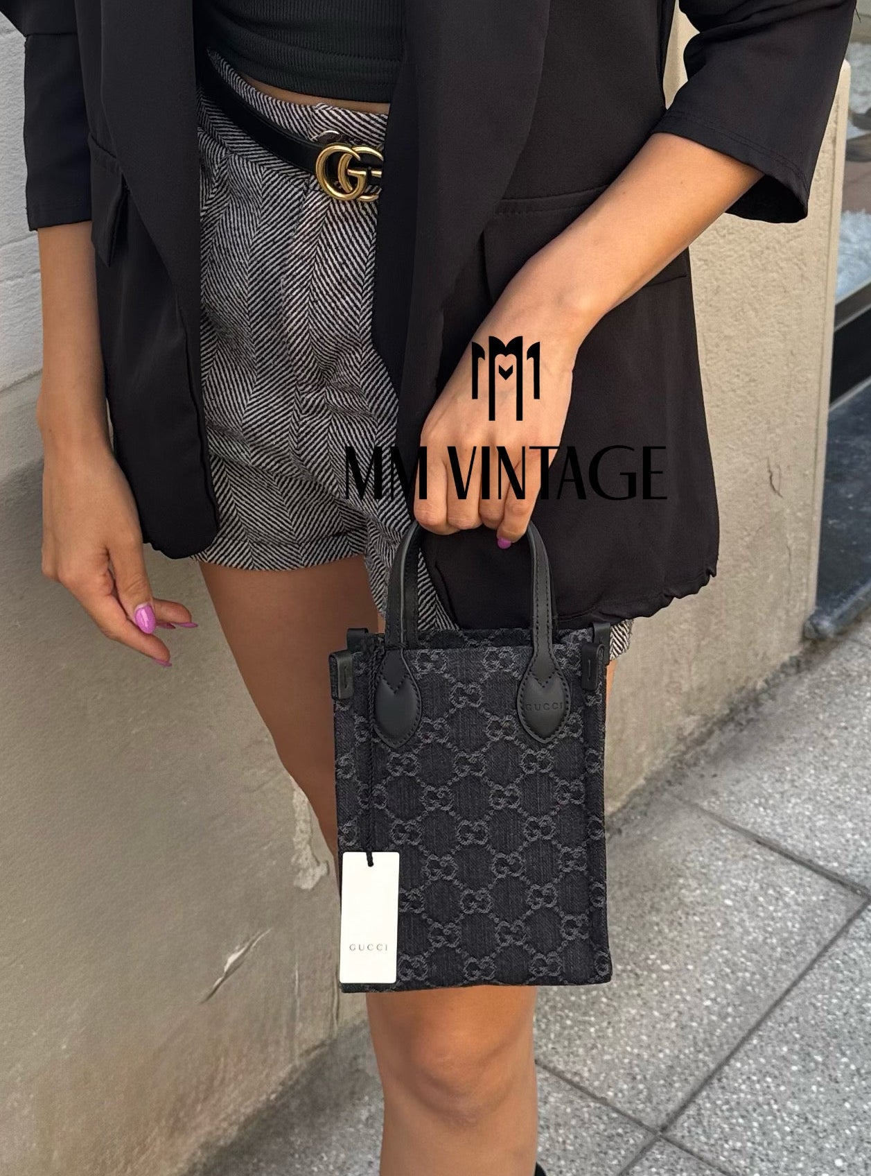 Borsa Mini Tote Ophidia GG in denim Gucci