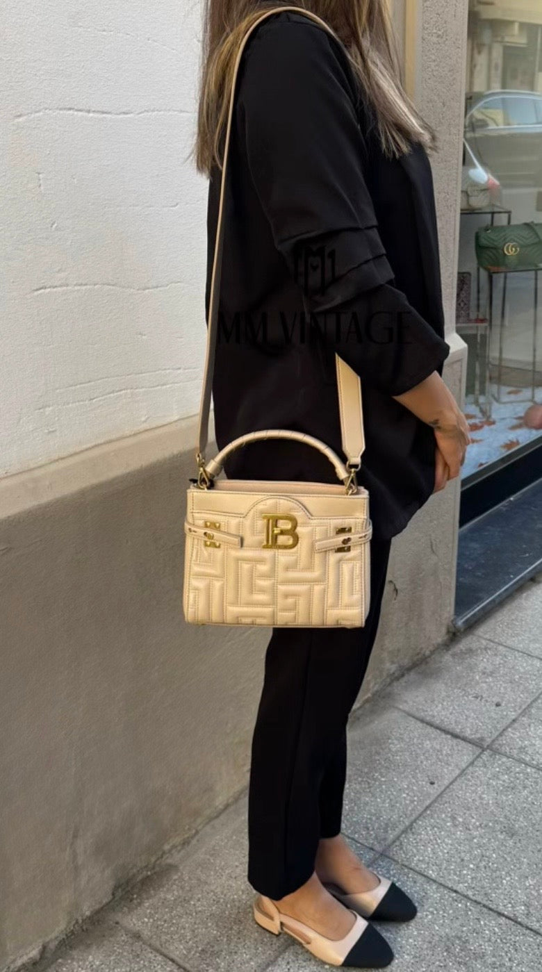 Borsa B-Buzz pelle trapuntata 22 Beige Balmain