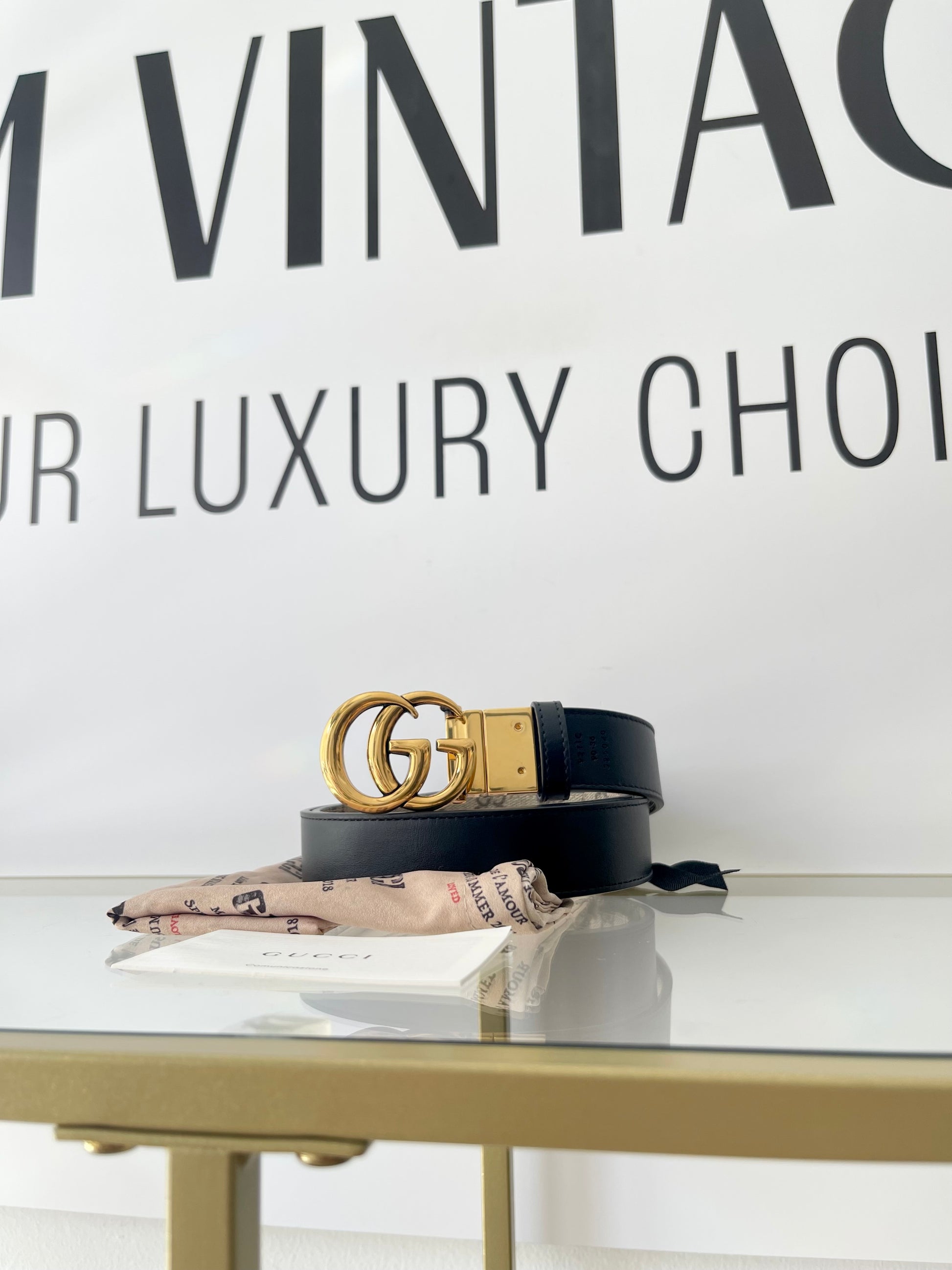 Cintura reversibile GG Marmont Supreme 3 cm Gucci