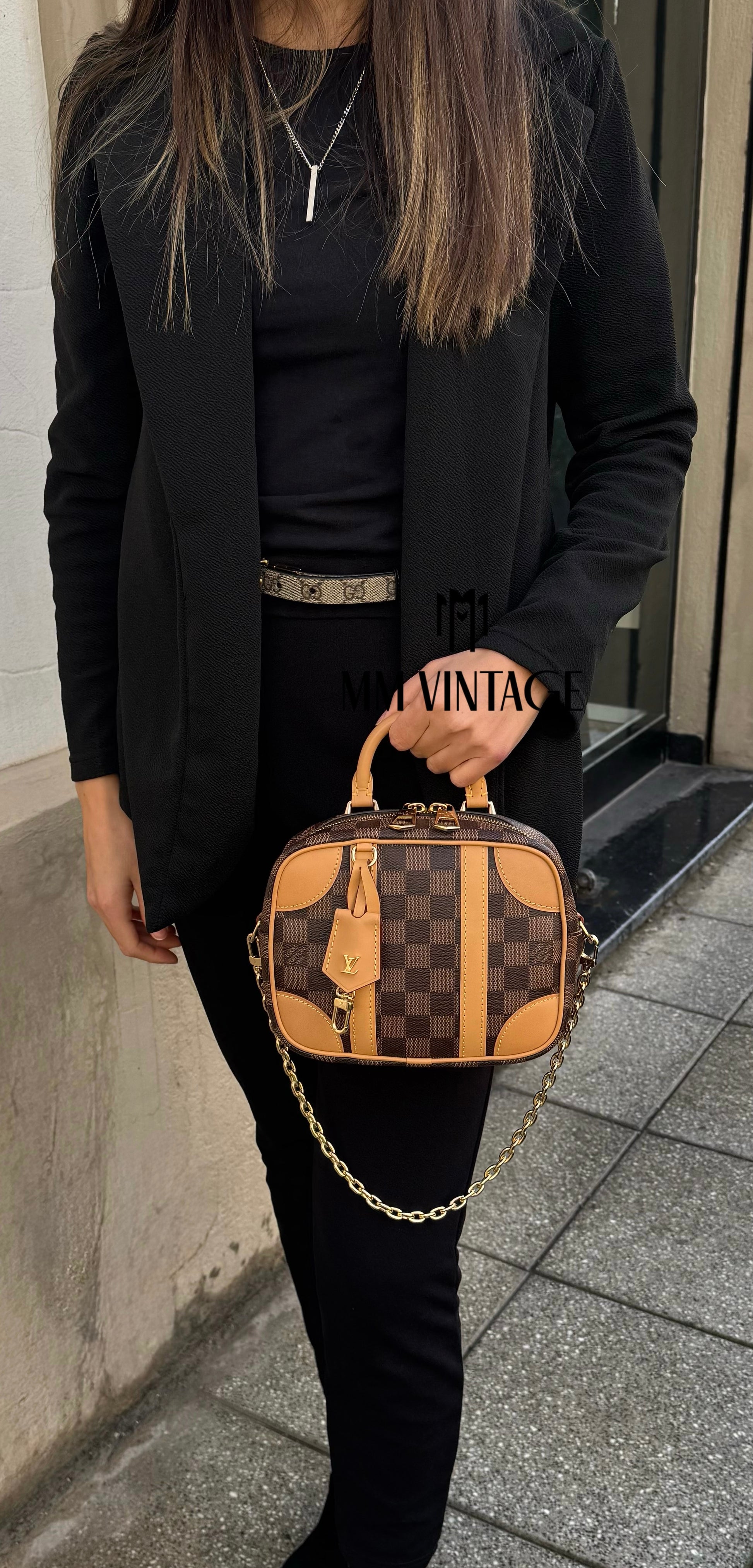 Borsa Valisette Souple BB Damier Ebène Louis Vuitton