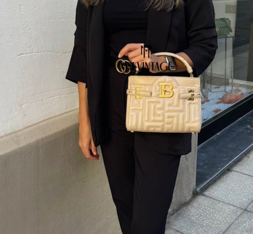 Borsa B-Buzz pelle trapuntata 22 Beige Balmain