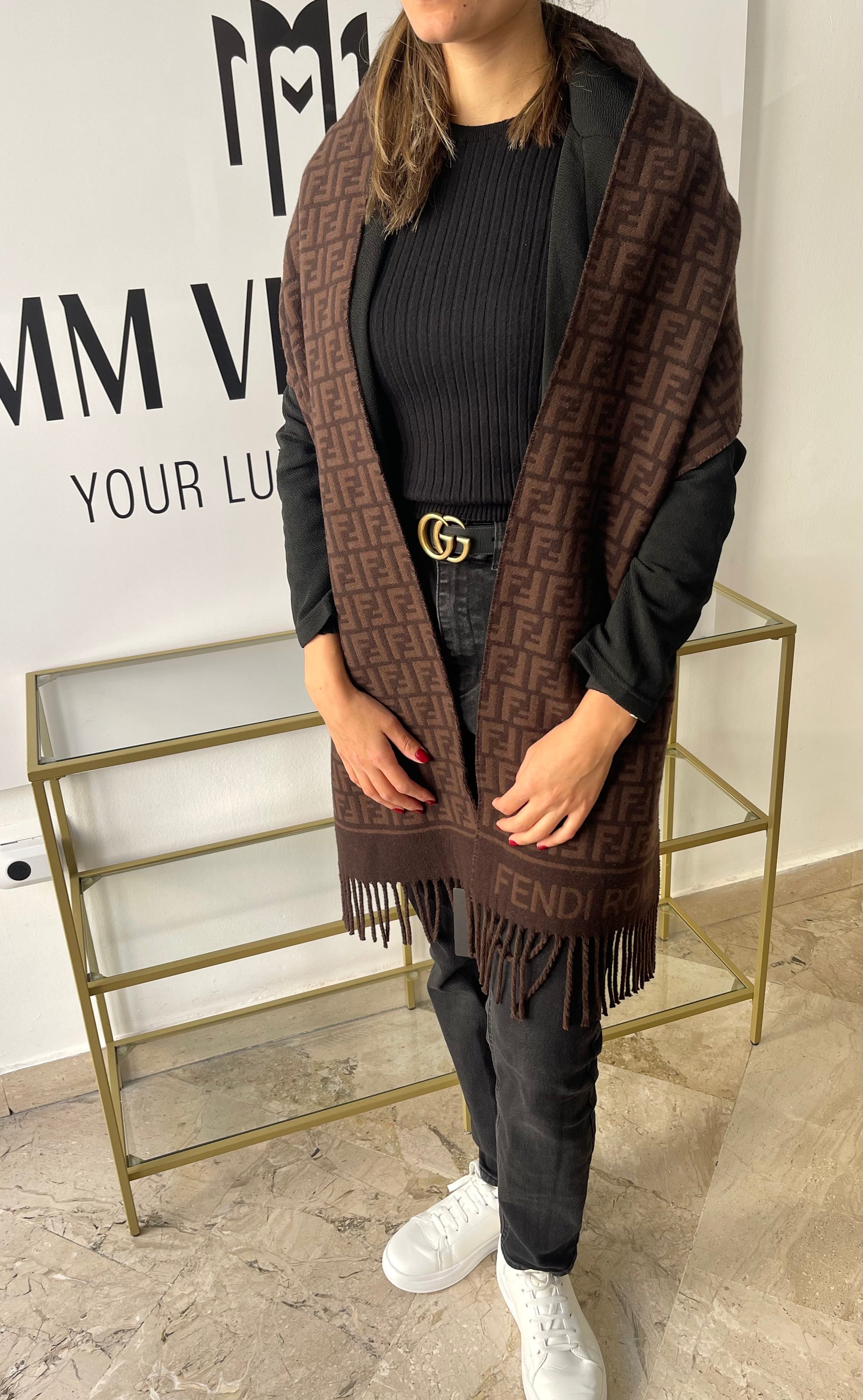 Sciarpa con motivo FF jacquard Fendi