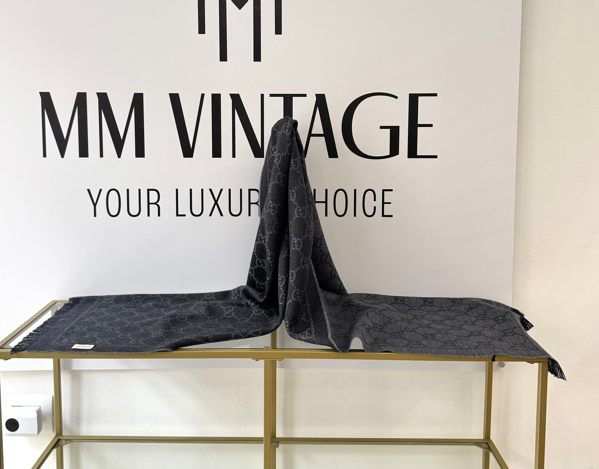 Sciarpa GG jacquard grigio antracite Gucci