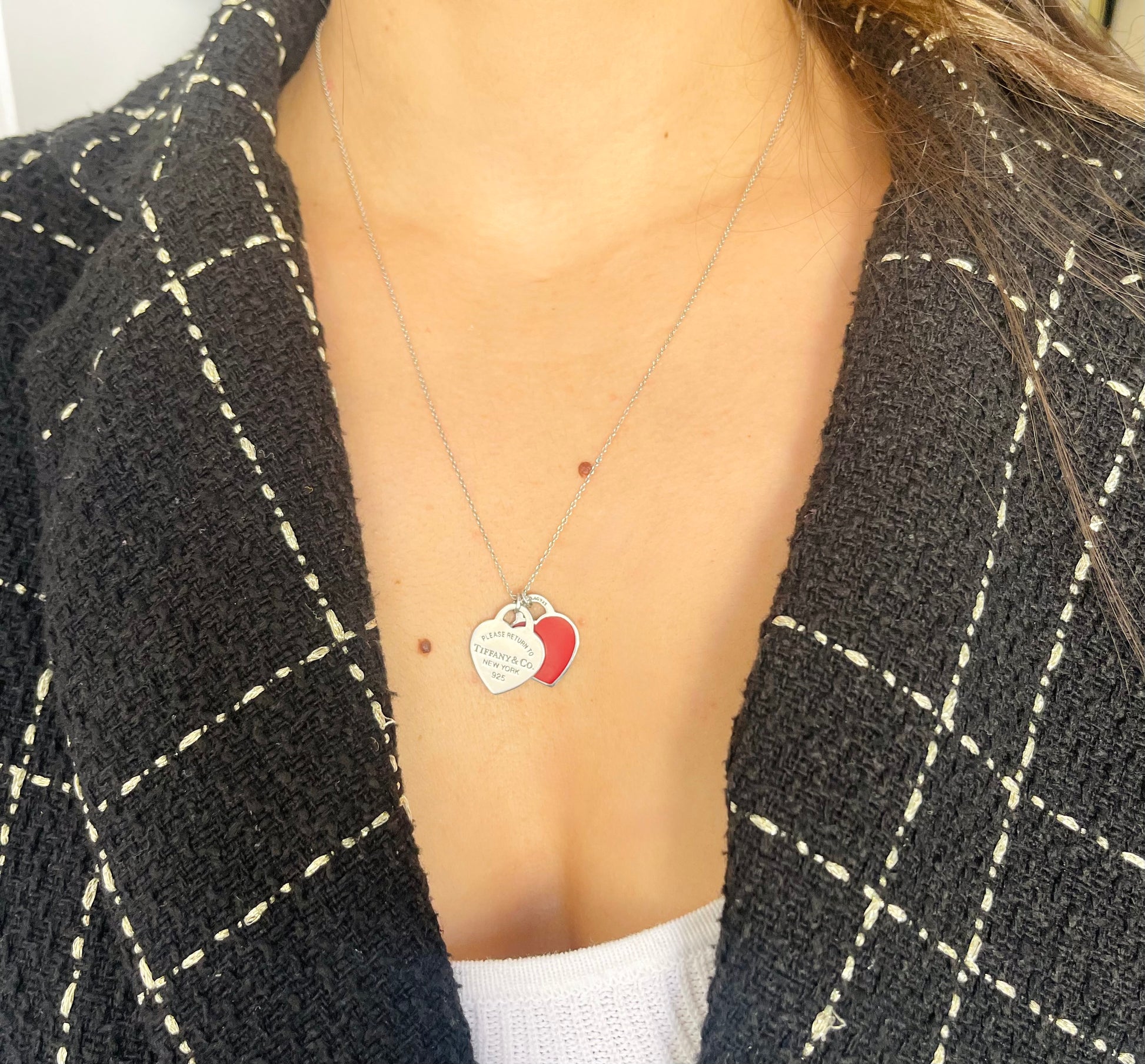 Girocollo Cuori Small smaltato rosso Tiffany