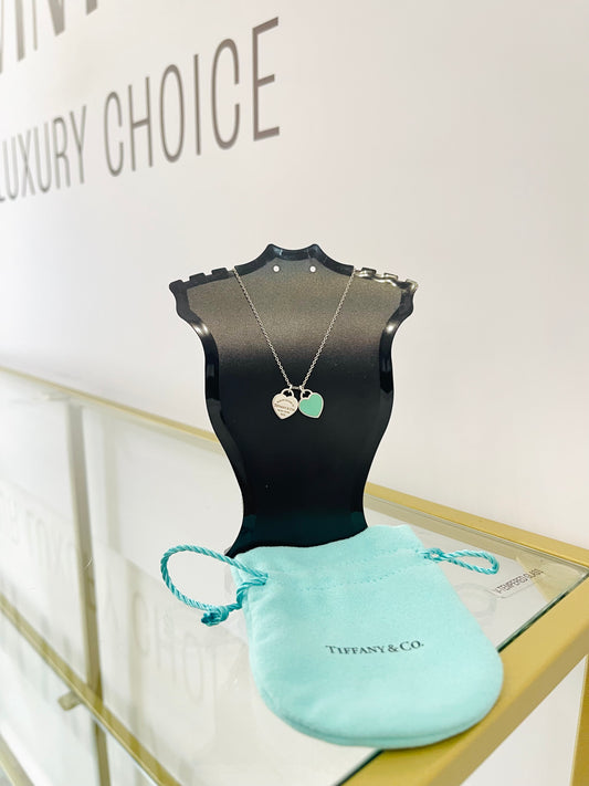 Girocollo cuori mini smaltato verde Tiffany