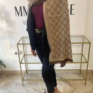 Sciarpa GG jacquard sabbia/marrone Gucci
