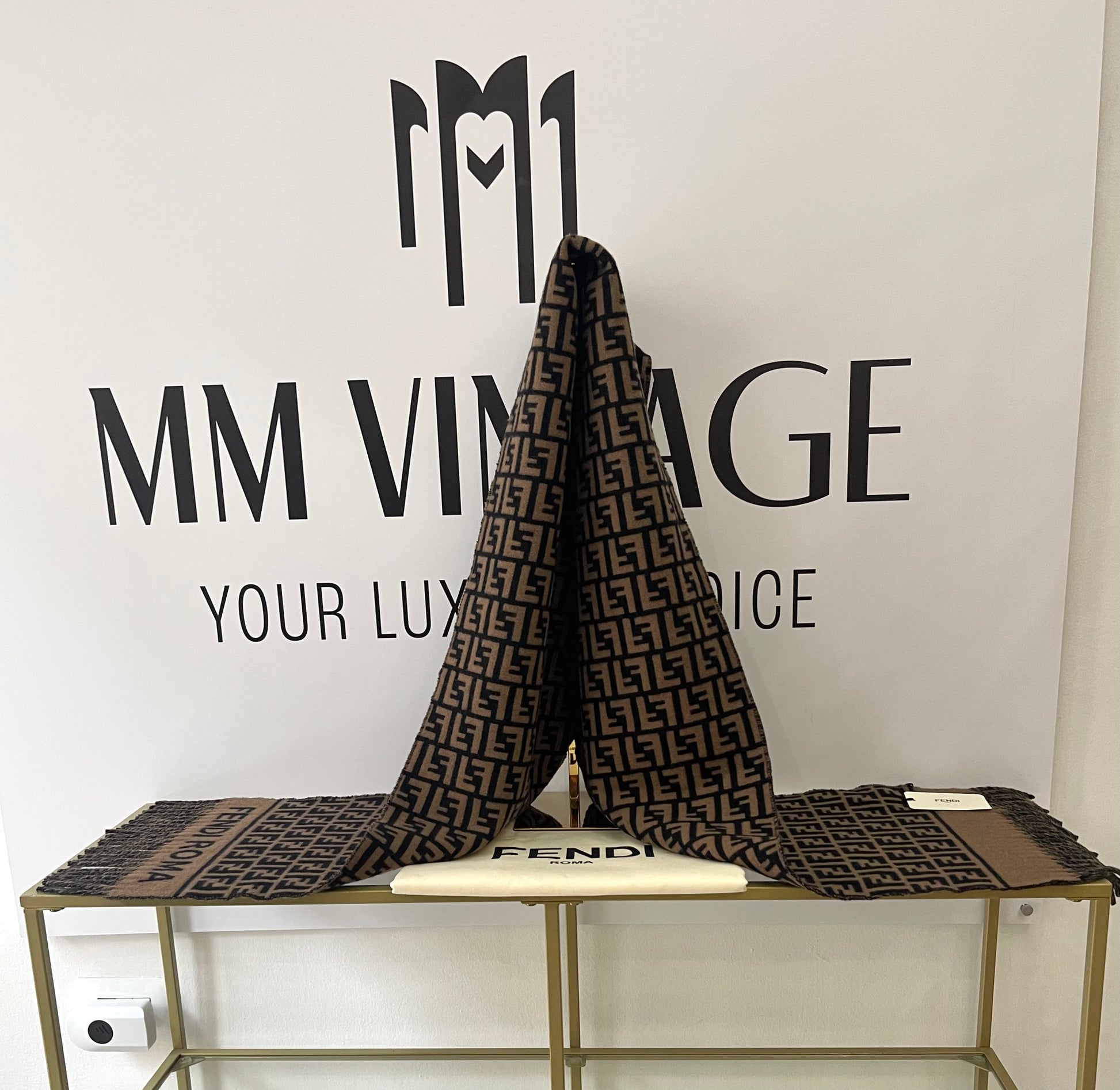 Sciarpa FF nero/tabacco Fendi