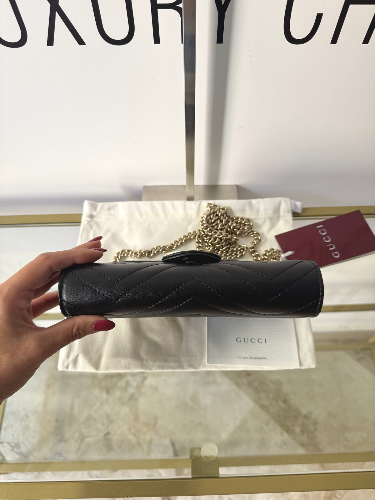 Wallet On Chain Marmont GG hw oro Gucci