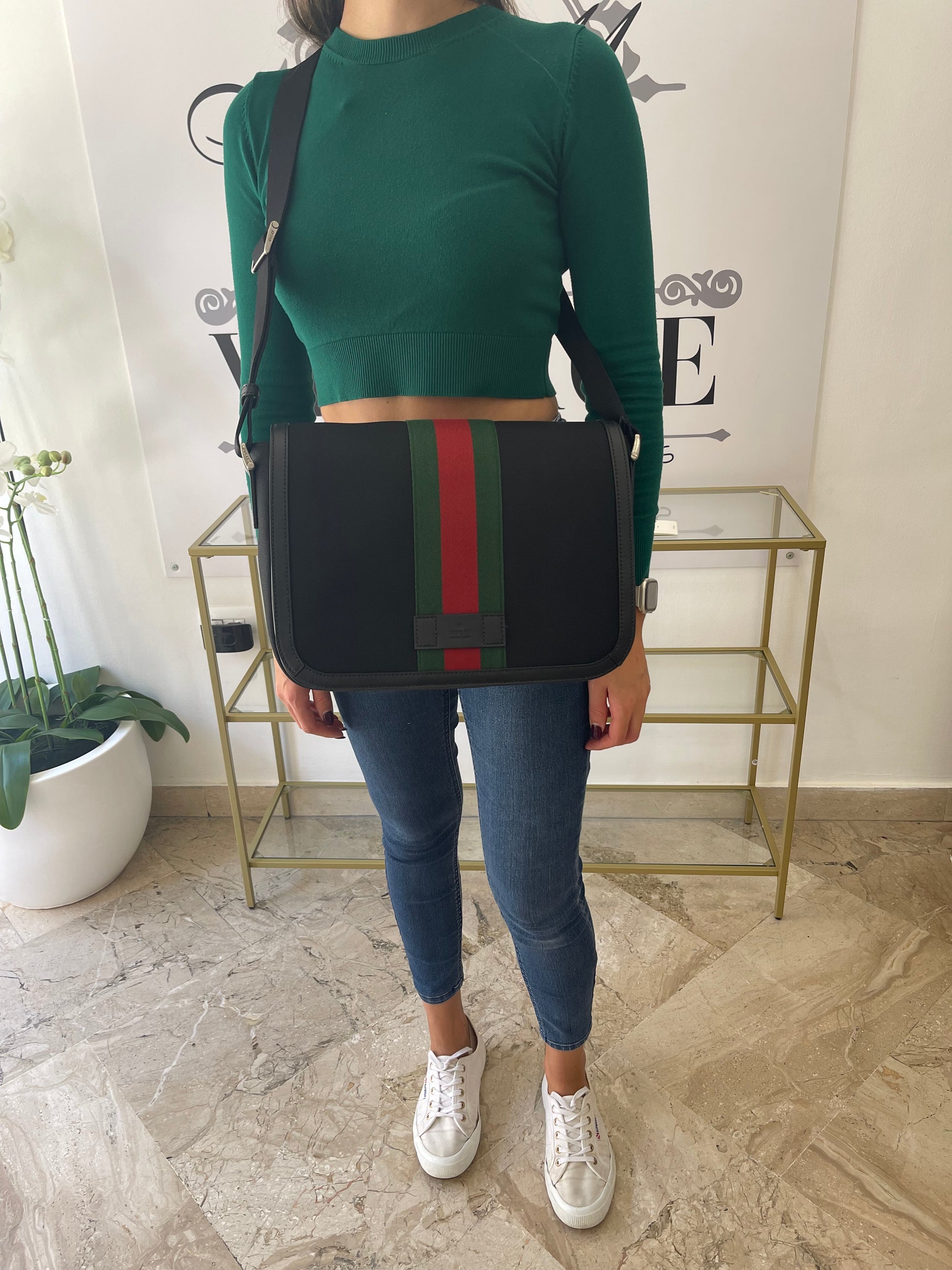 Borsa Techno Web Stripe Gucci