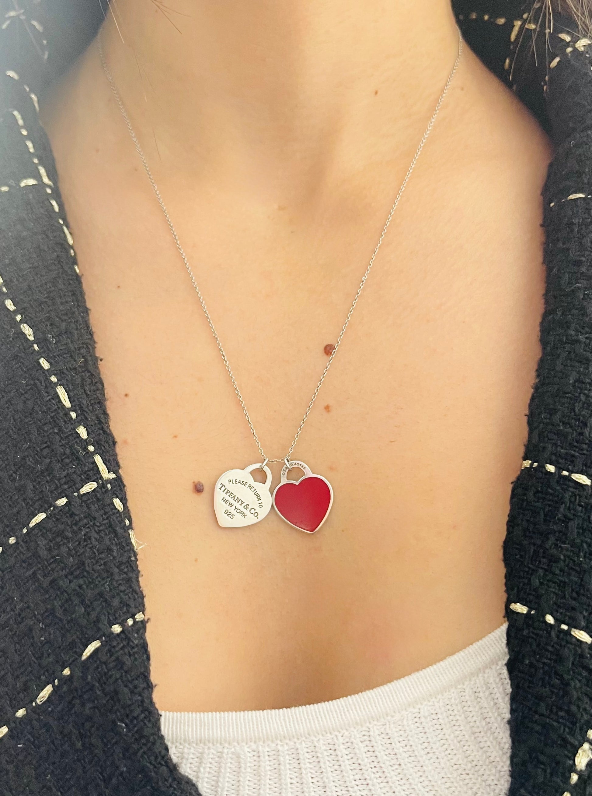 Girocollo Cuori Small smaltato rosso Tiffany