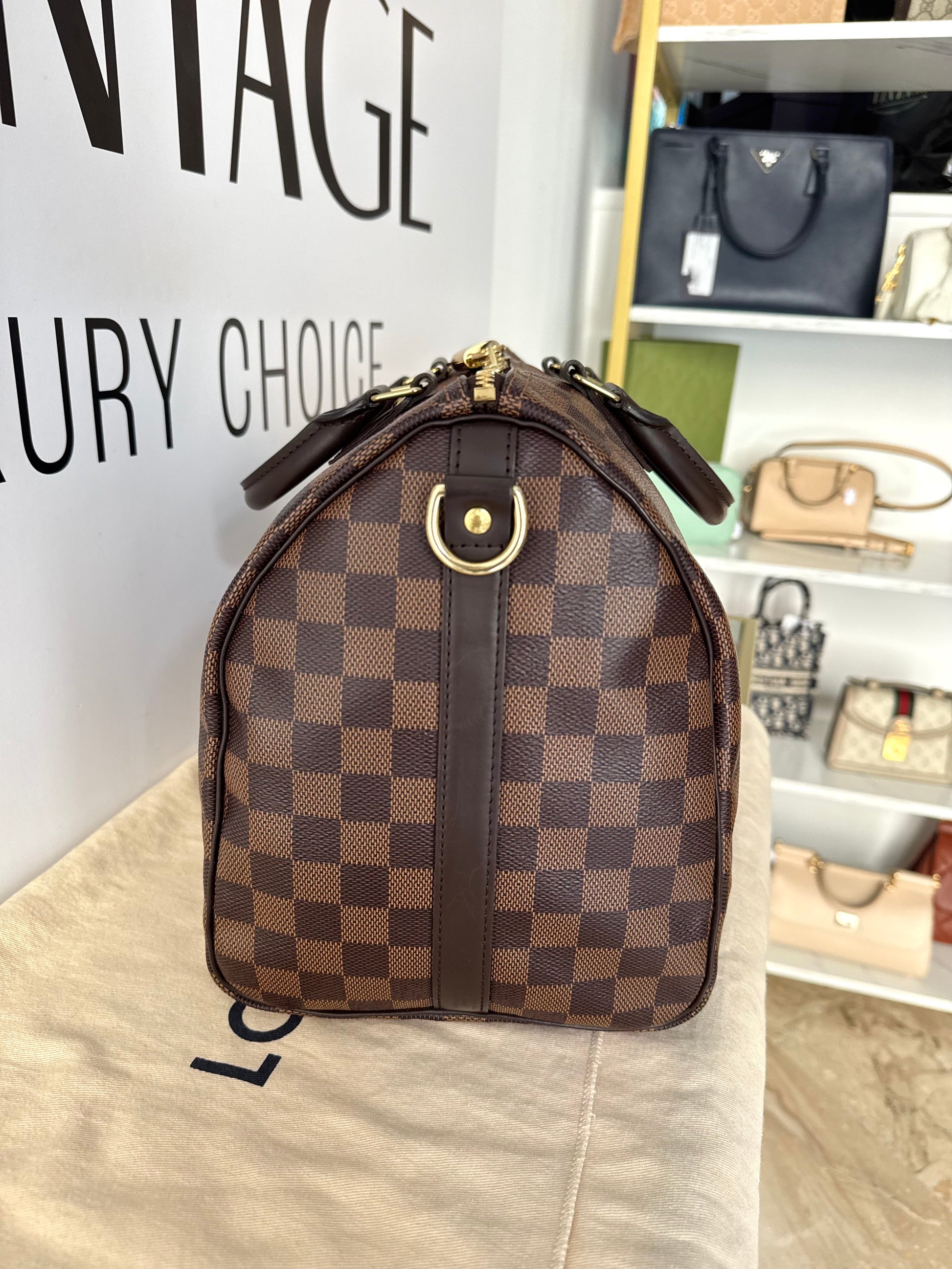 Borsa Speedy Bandoulière 35 Damier Ébène Louis Vuitton