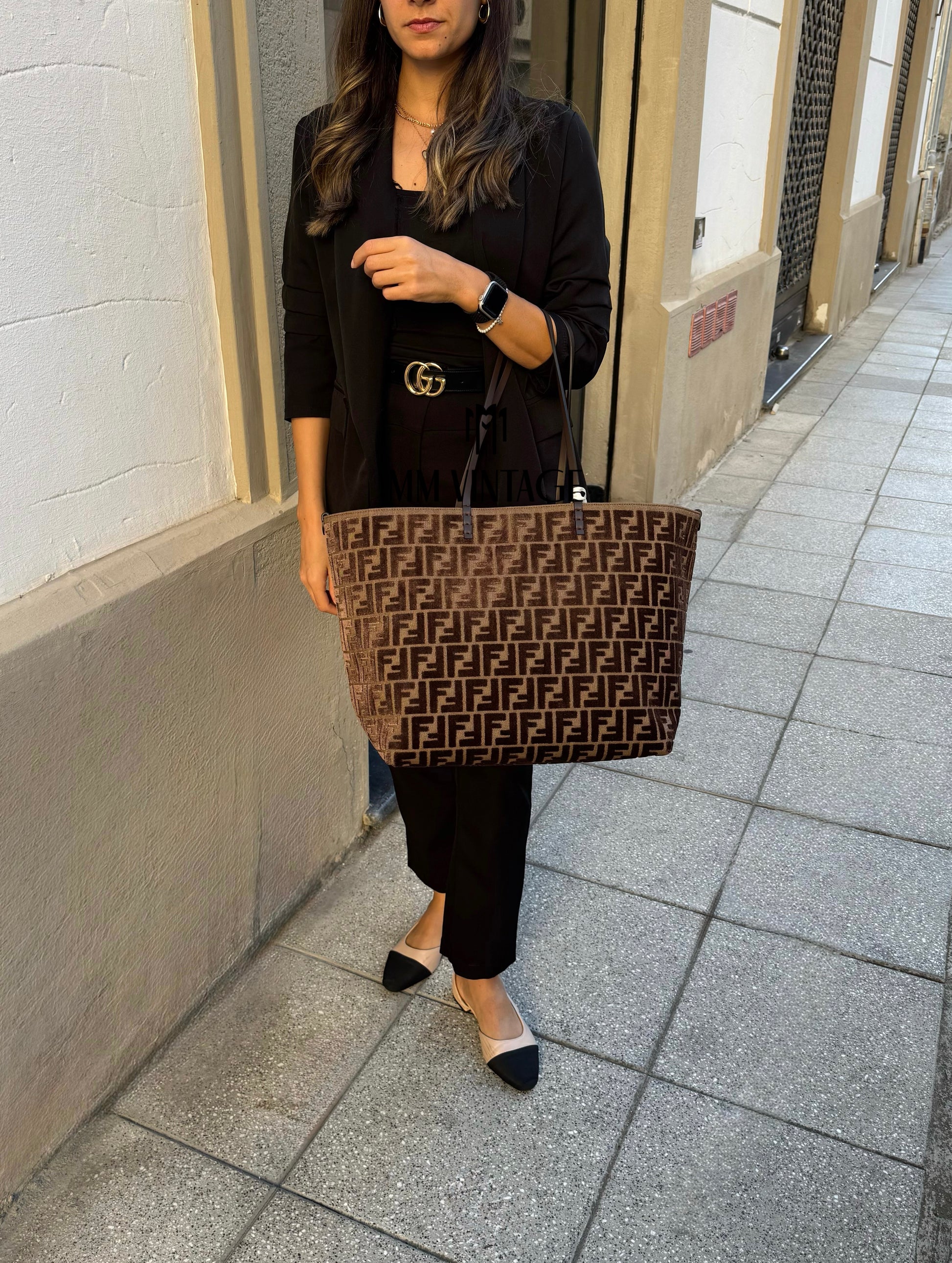 Borsa Zucca Roll reversibile Large Fendi