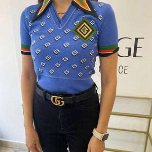 Top in lana Gucci Garden blu