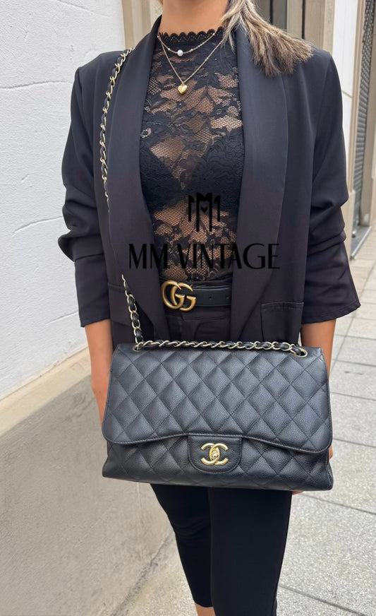 Borsa Timeless Jumbo hw oro caviar doppia patta Chanel
