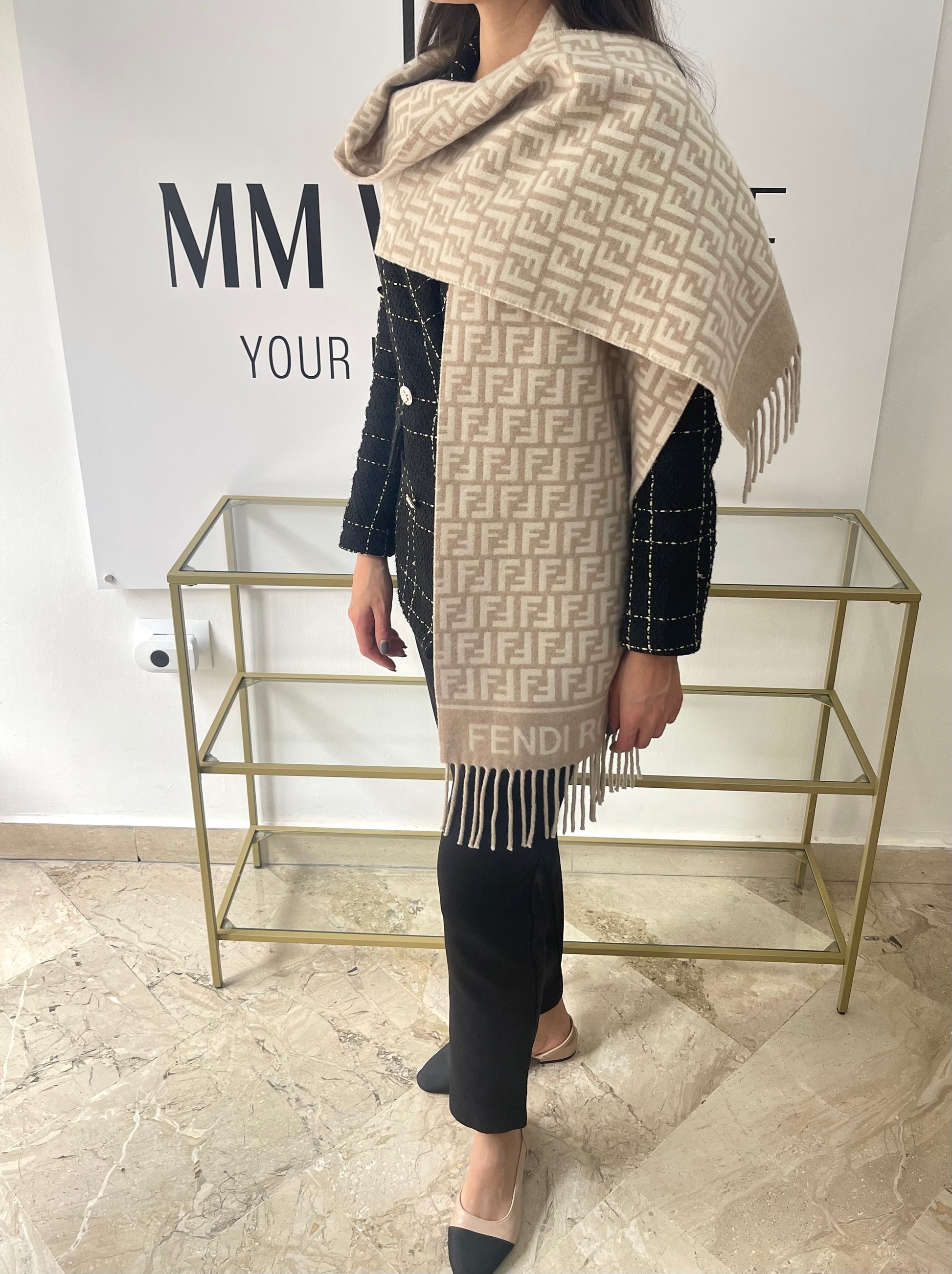 Sciarpa FF beige/avorio Fendi