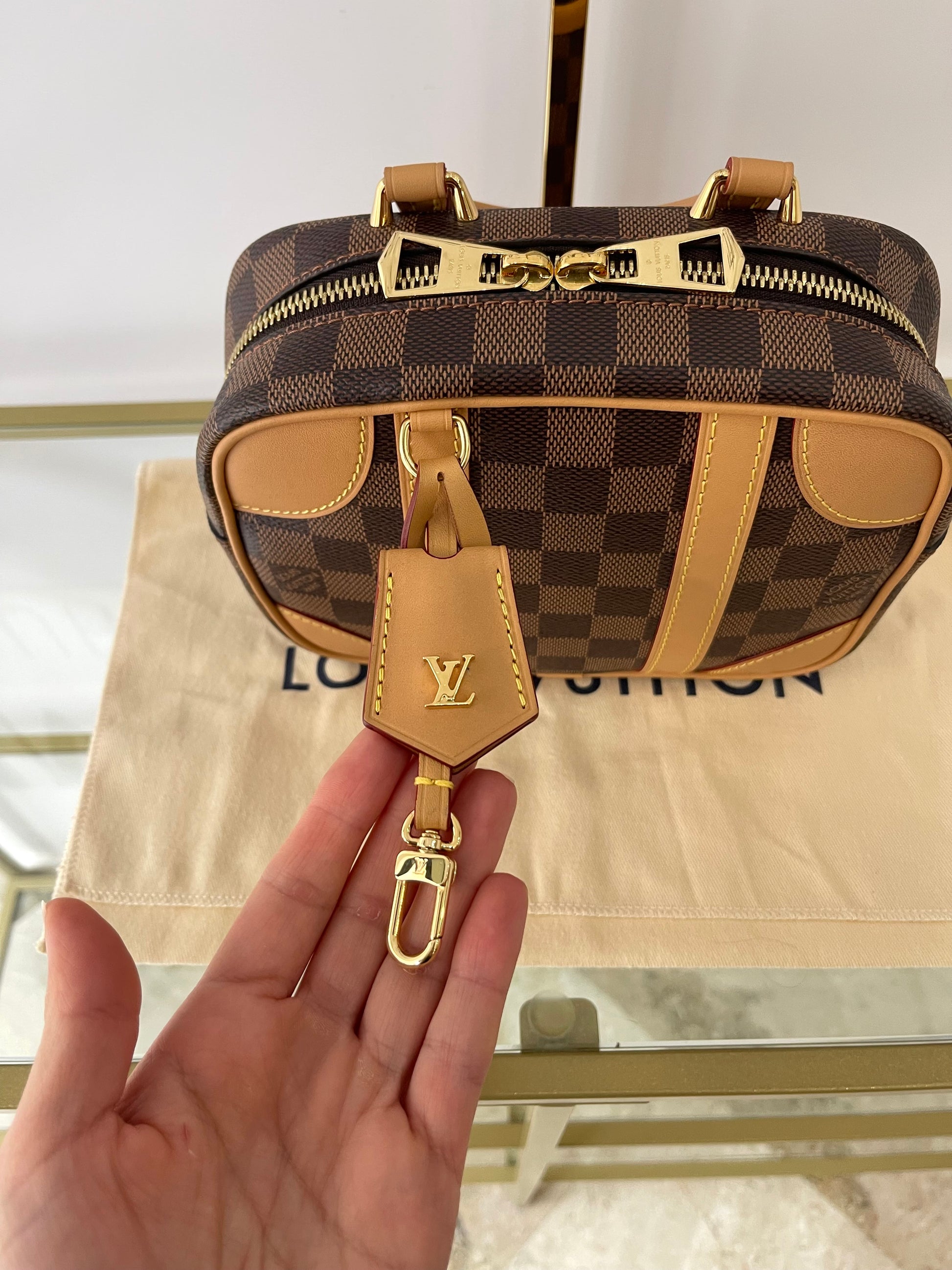 Borsa Valisette Souple BB Damier Ebène Louis Vuitton