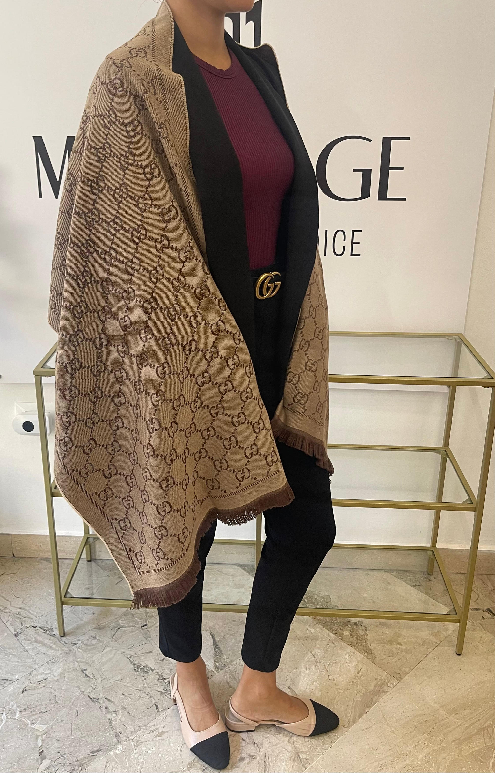 Sciarpa GG jacquard sabbia/marrone Gucci