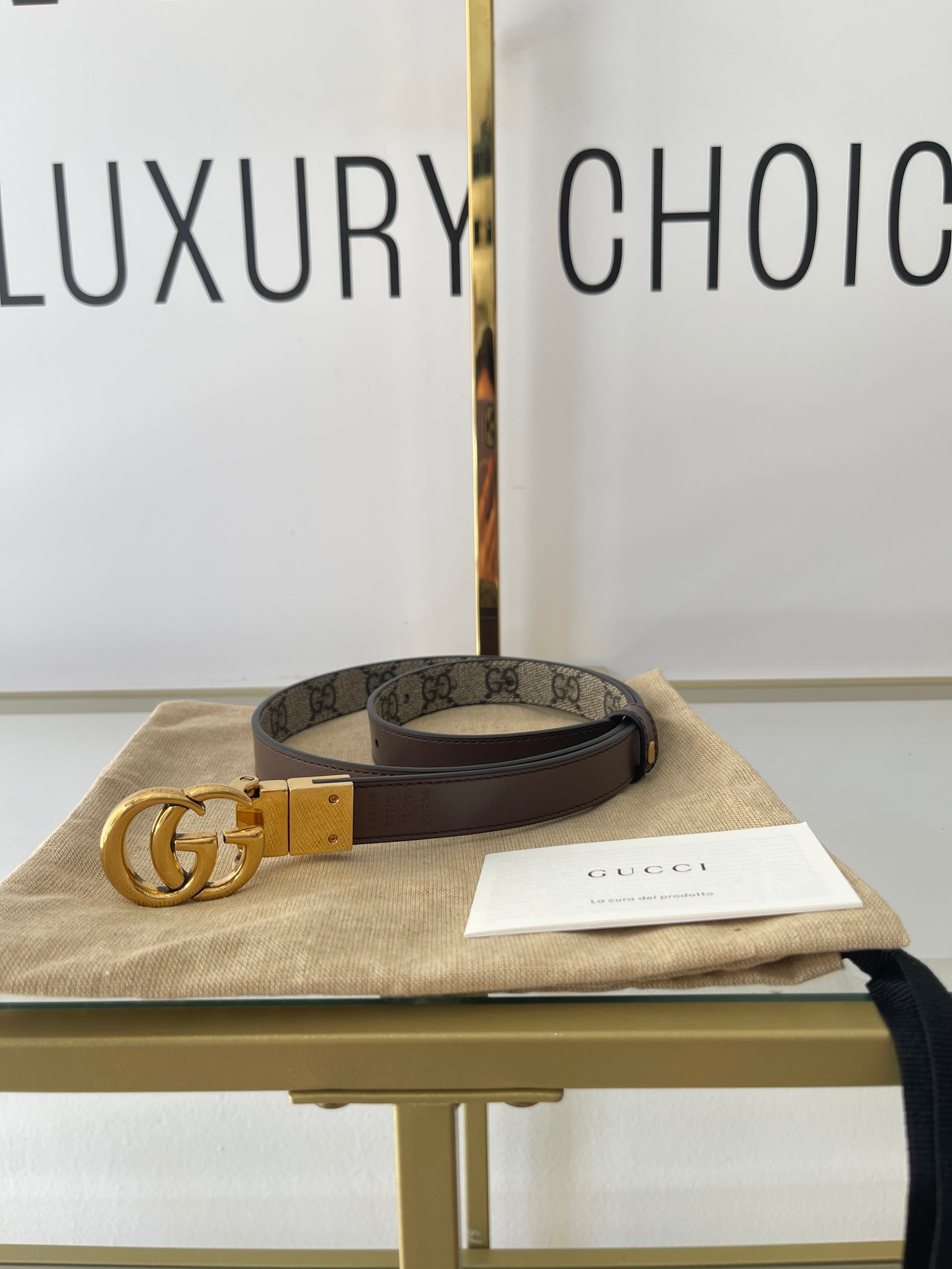 Cintura reversibile GG Marmont Supreme 2 cm Gucci