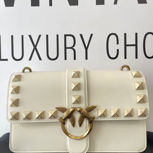 Borsa Love One Pinko in pelle borchie bianco