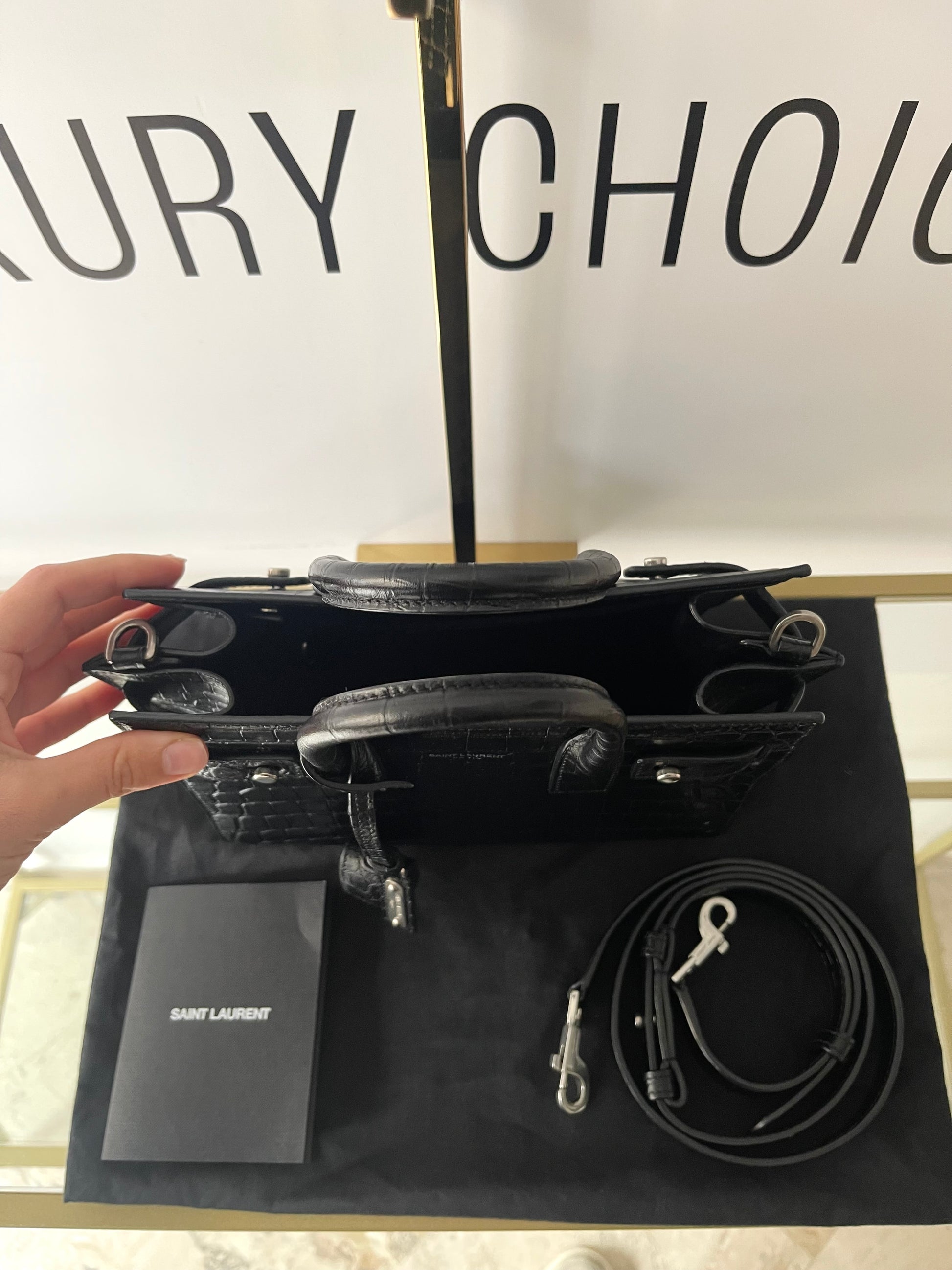 Borsa Sac De Jour Nano Goffrata Coccodrillo Saint Laurent