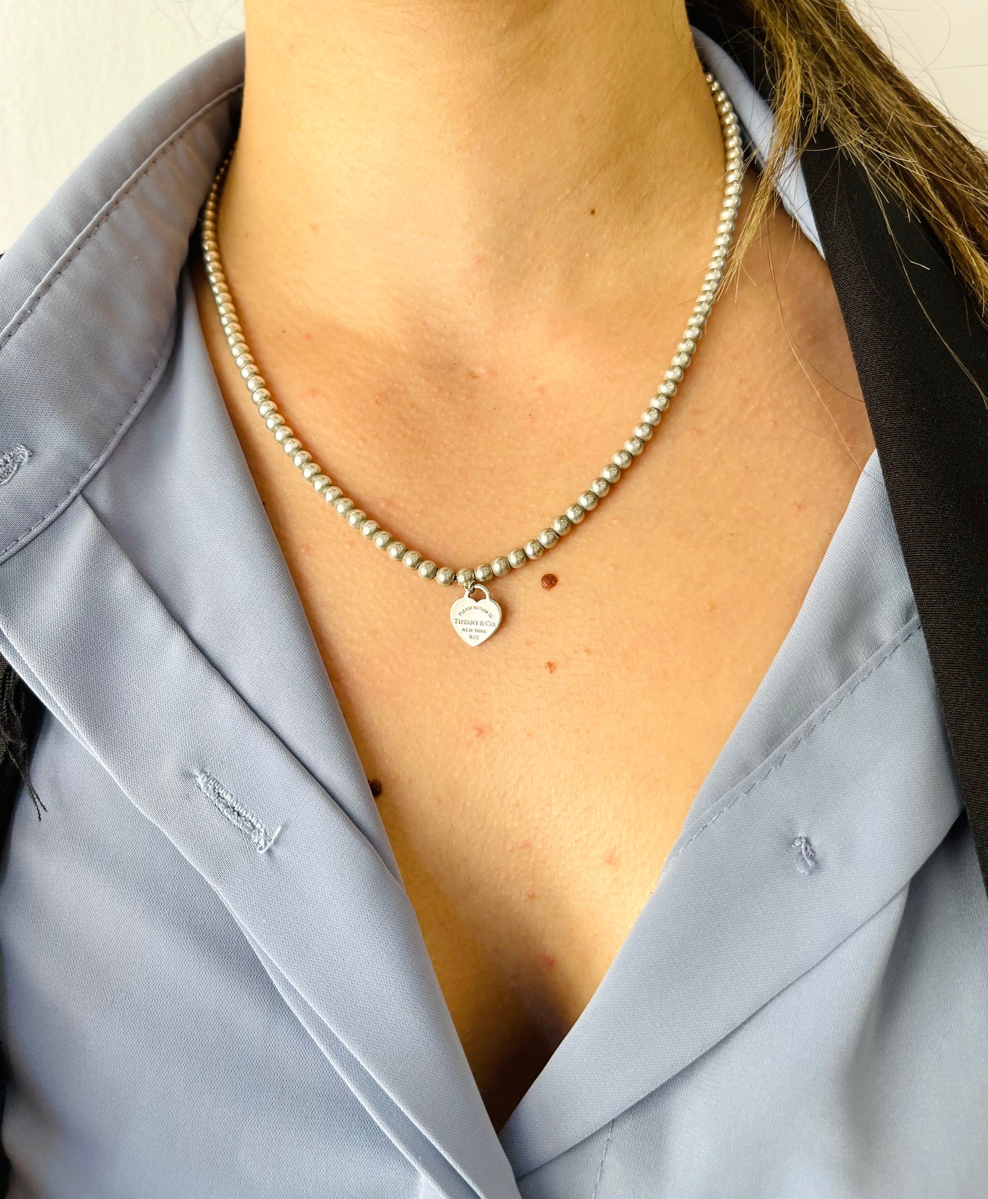 Collana Bead  cuore mini smaltato Tiffany