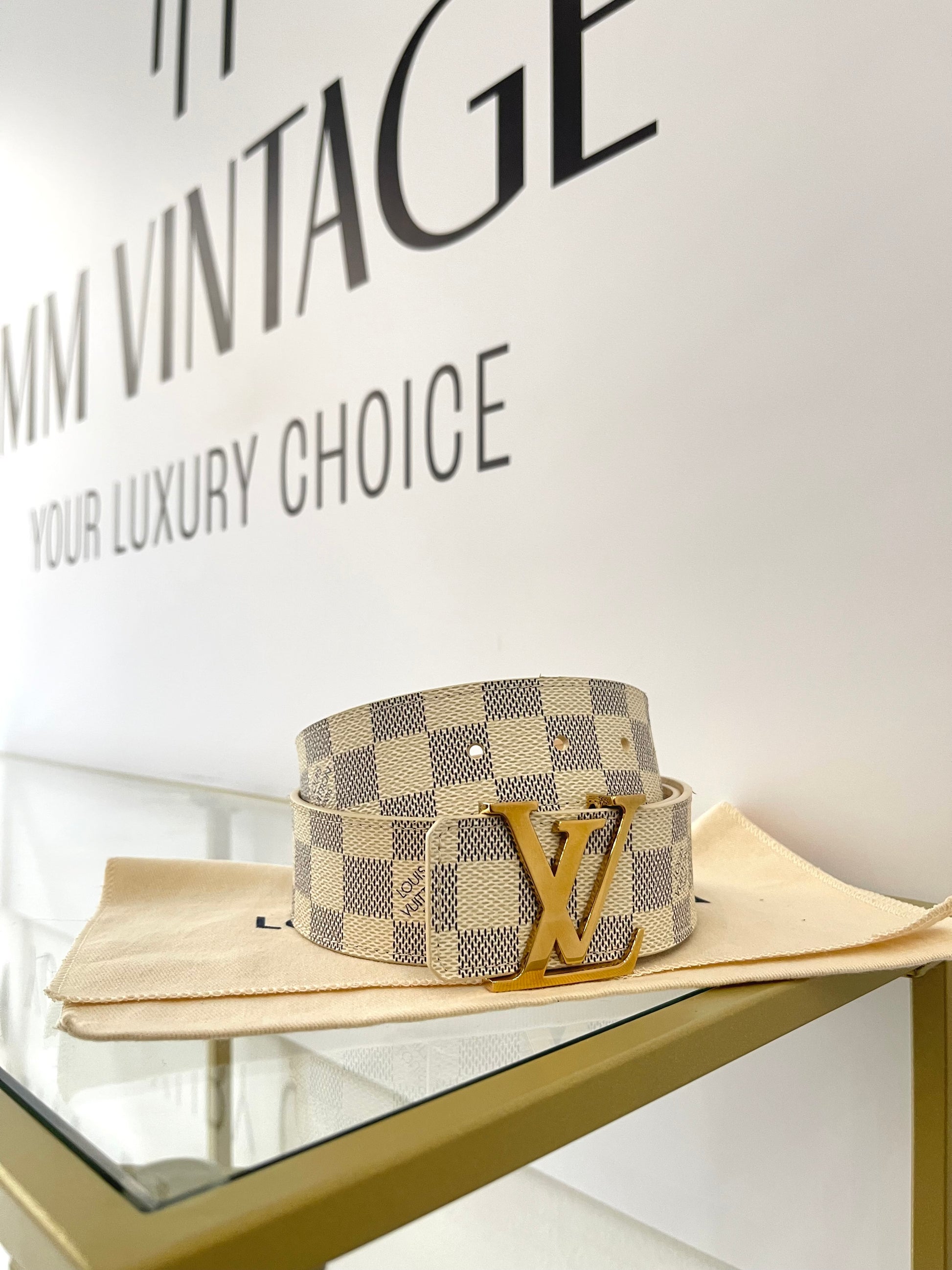 Cintura LV Initiales Damier Azur Louis Vuitton