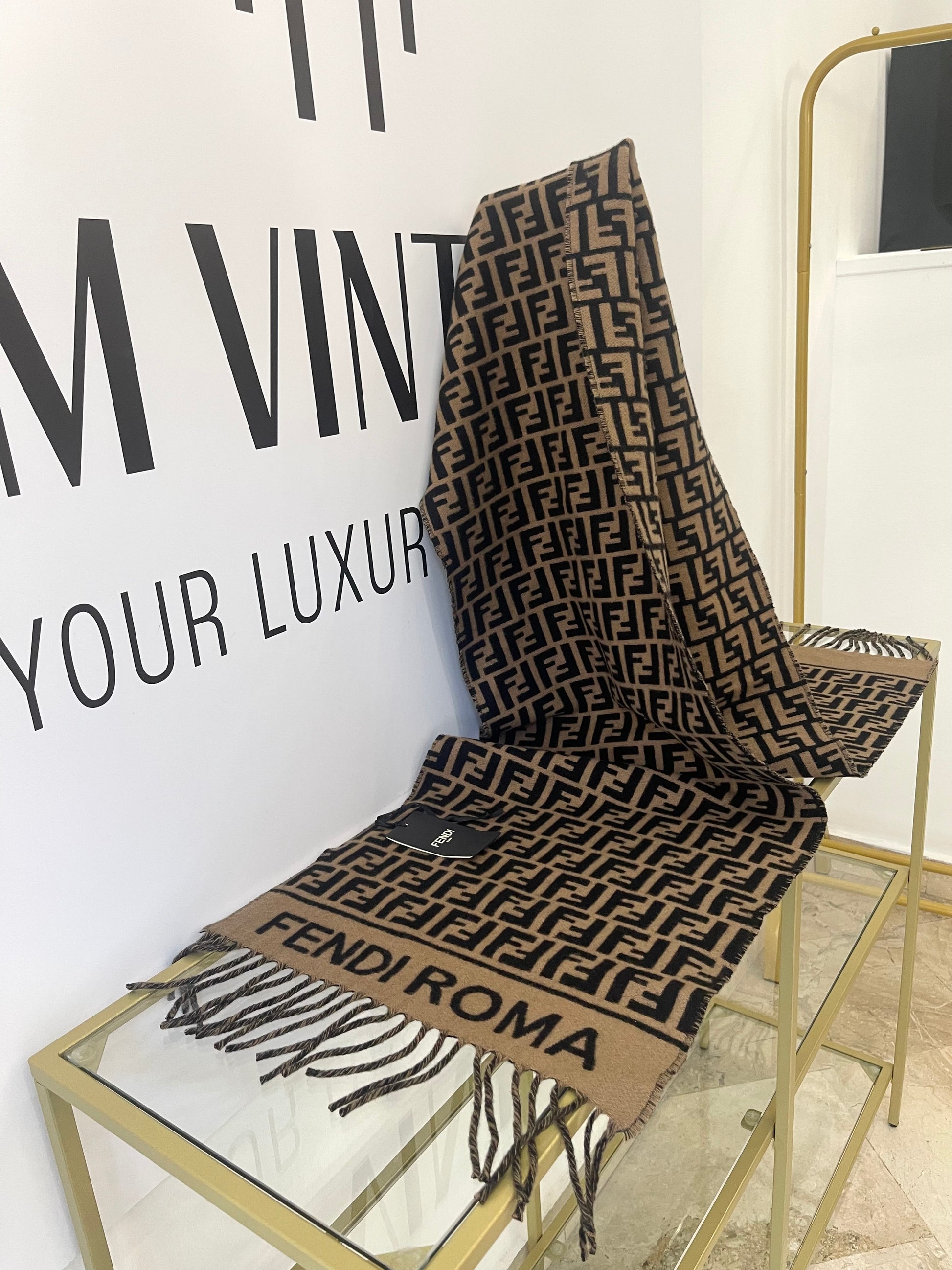 Sciarpa nero/tabacco Fendi