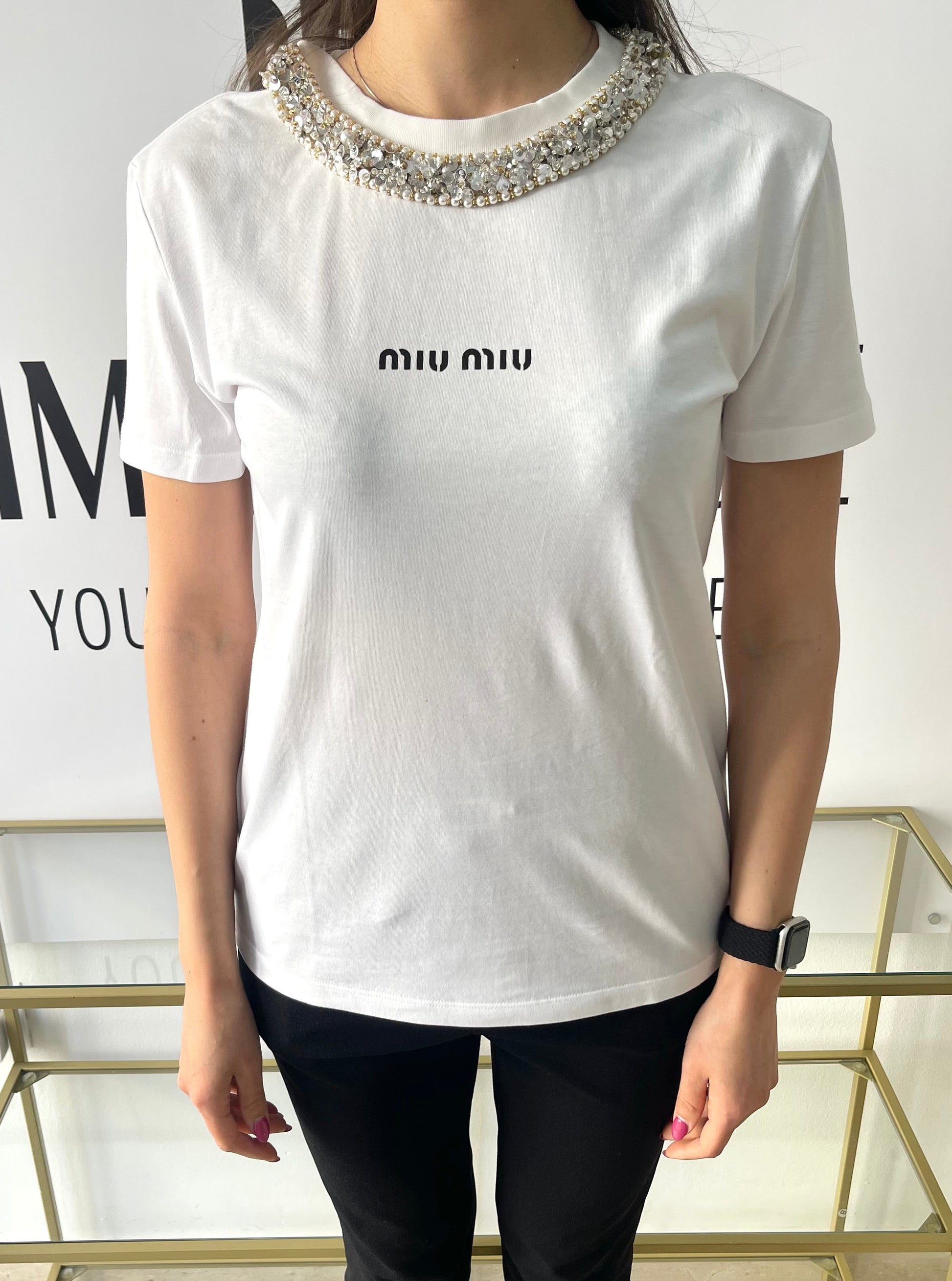 T-Shirt in cotone Miu Miu