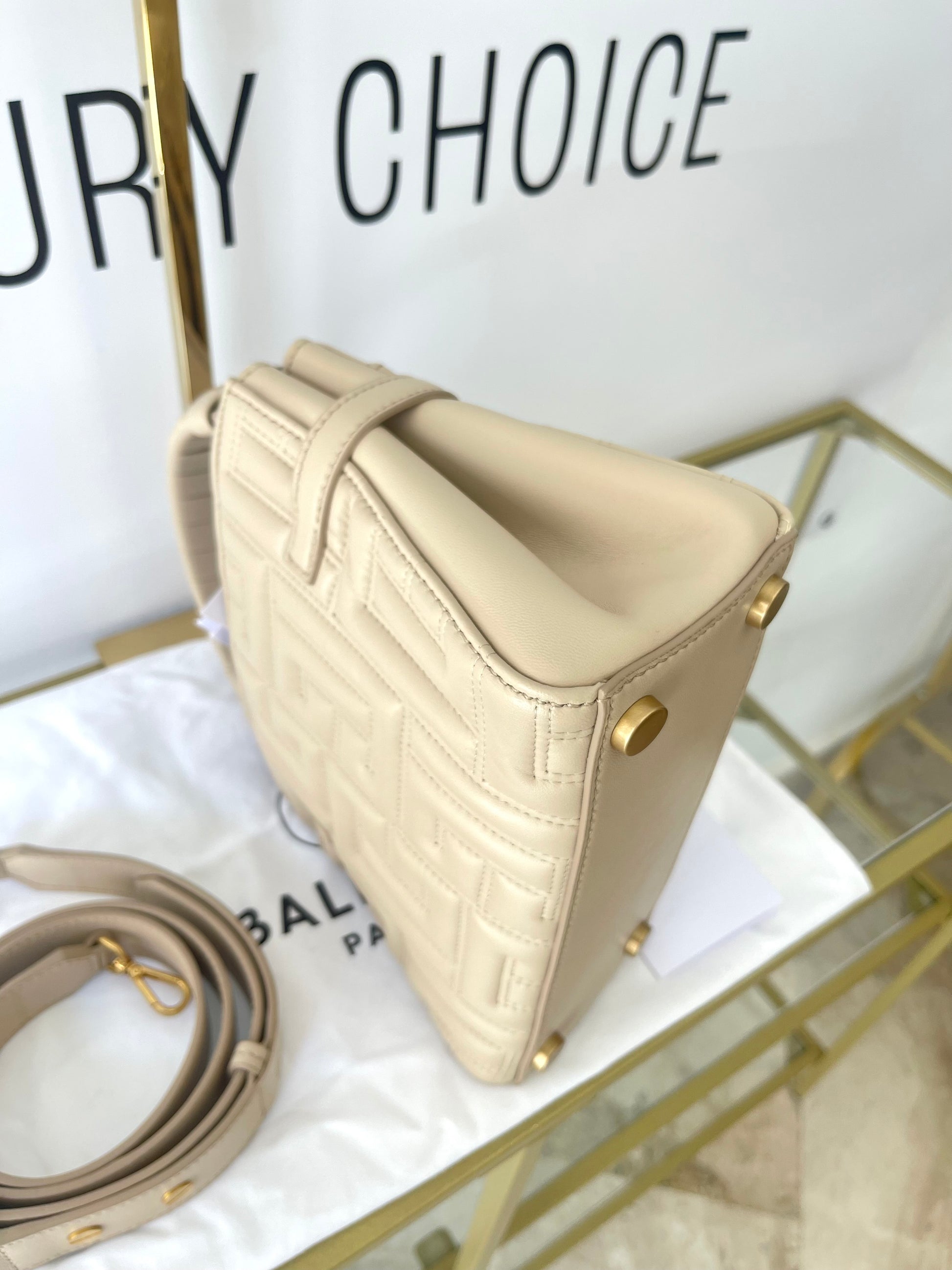 Borsa B-Buzz pelle trapuntata 22 Beige Balmain