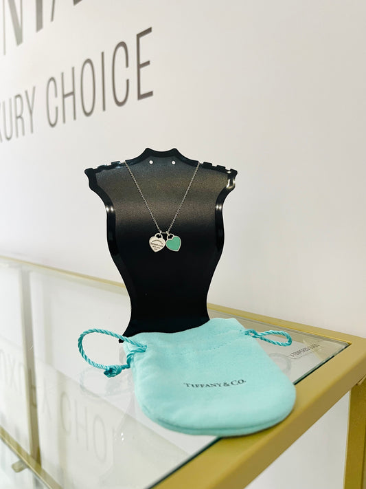 Girocollo cuori mini smaltato verde Tiffany