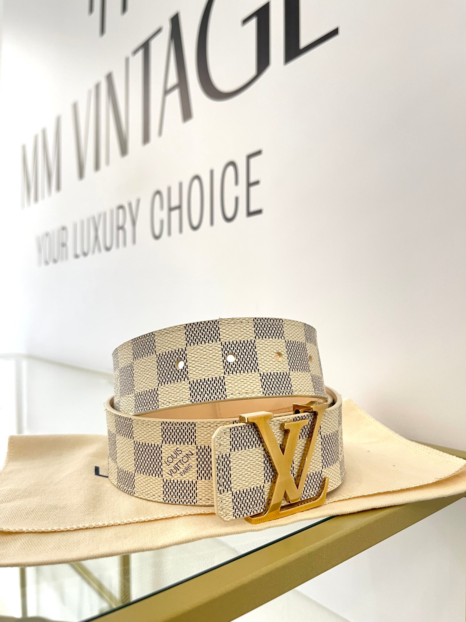 Cintura LV Initiales Damier Azur Louis Vuitton