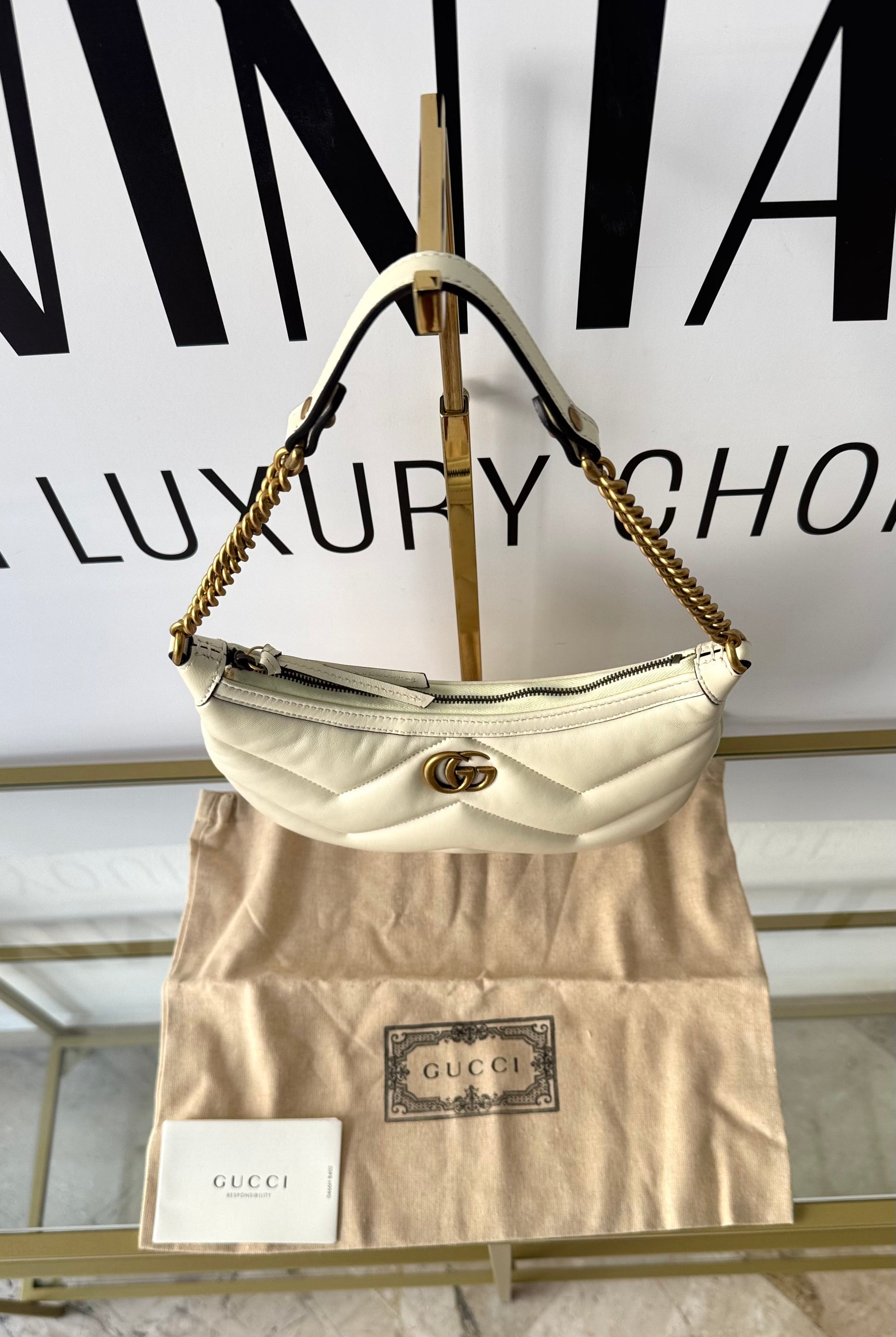 Borsa a spalla Gucci Marmont Bianca