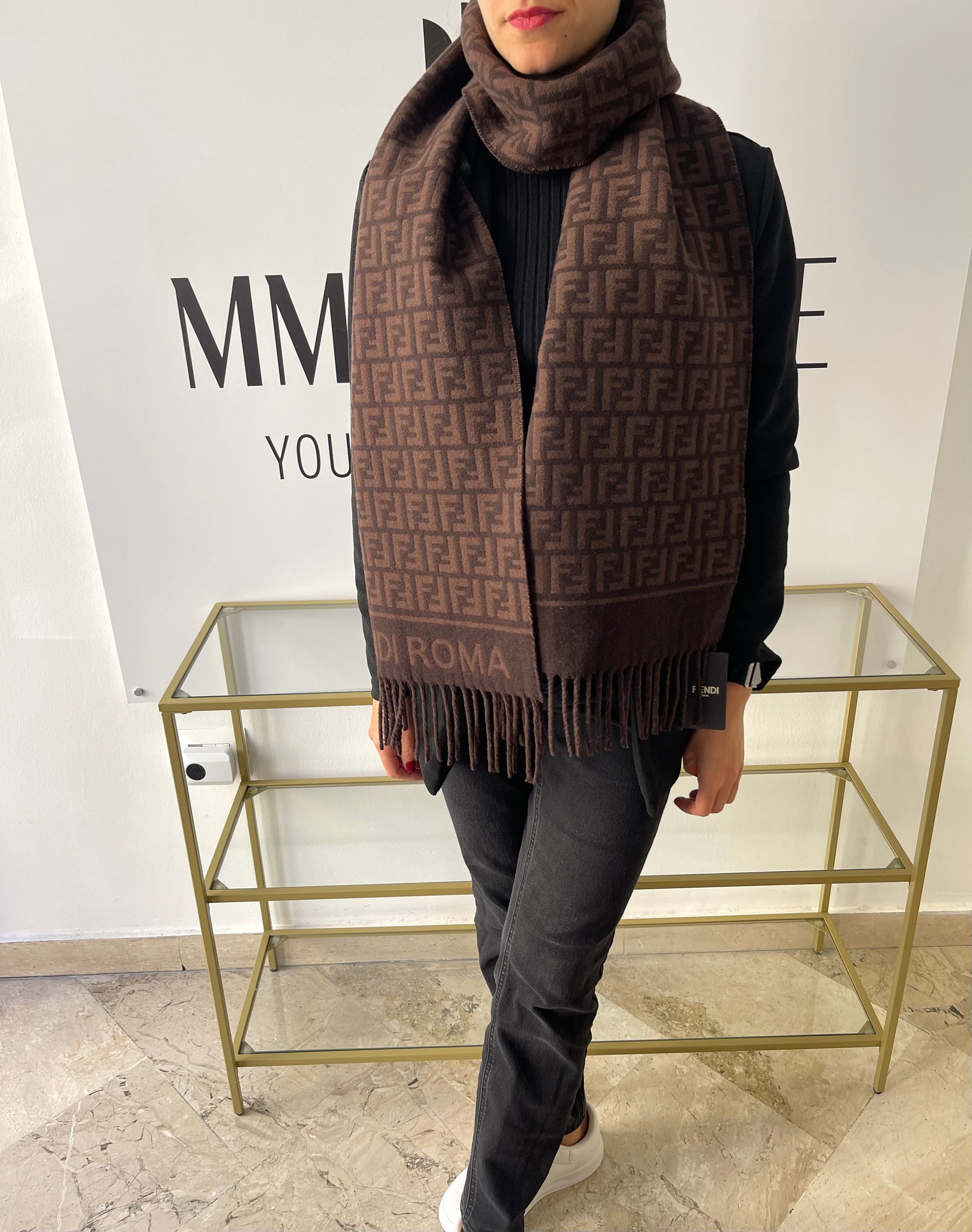 Sciarpa con motivo FF jacquard Fendi