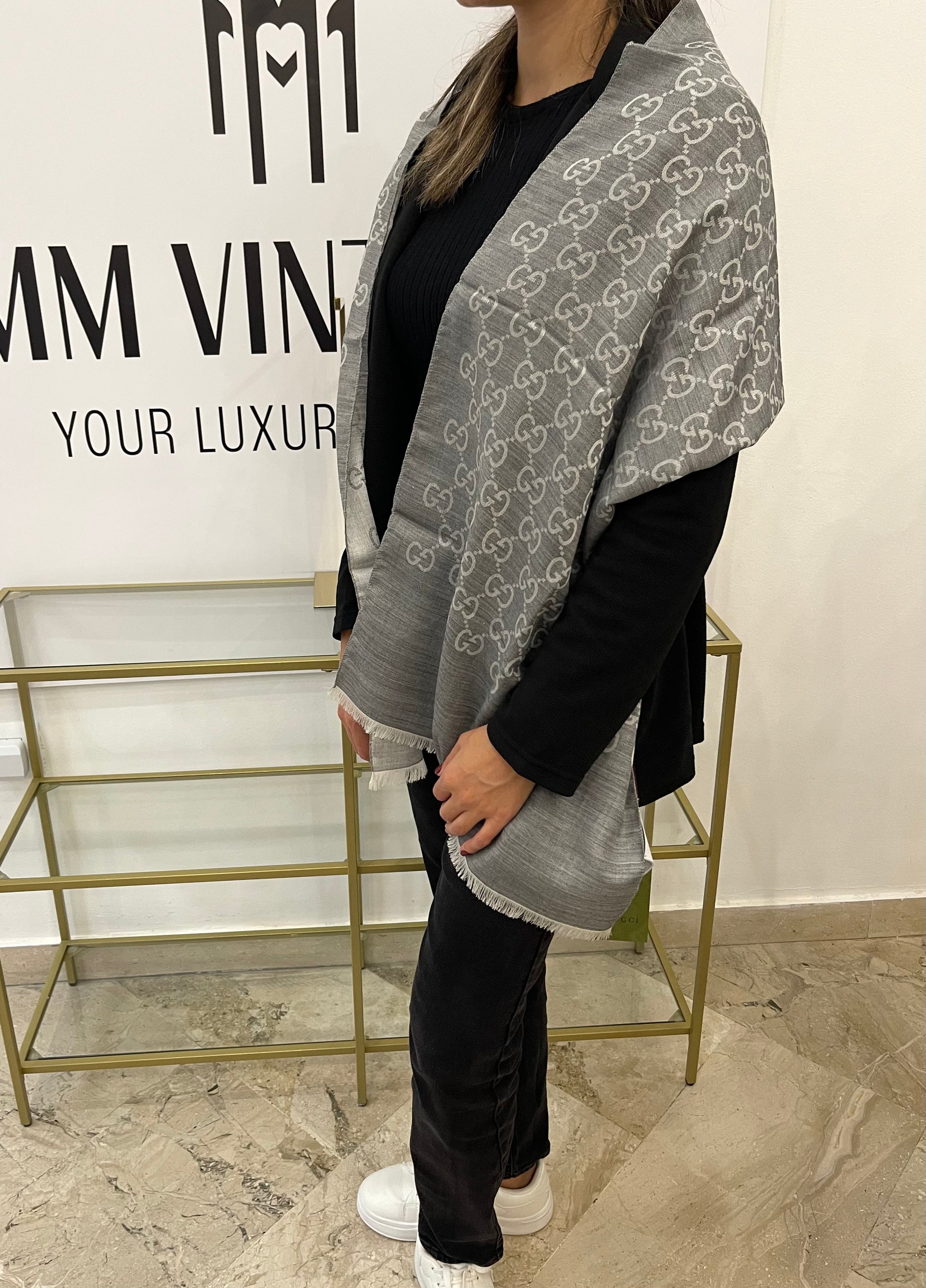 Stola GG in Lana e Seta reversibile Gucci