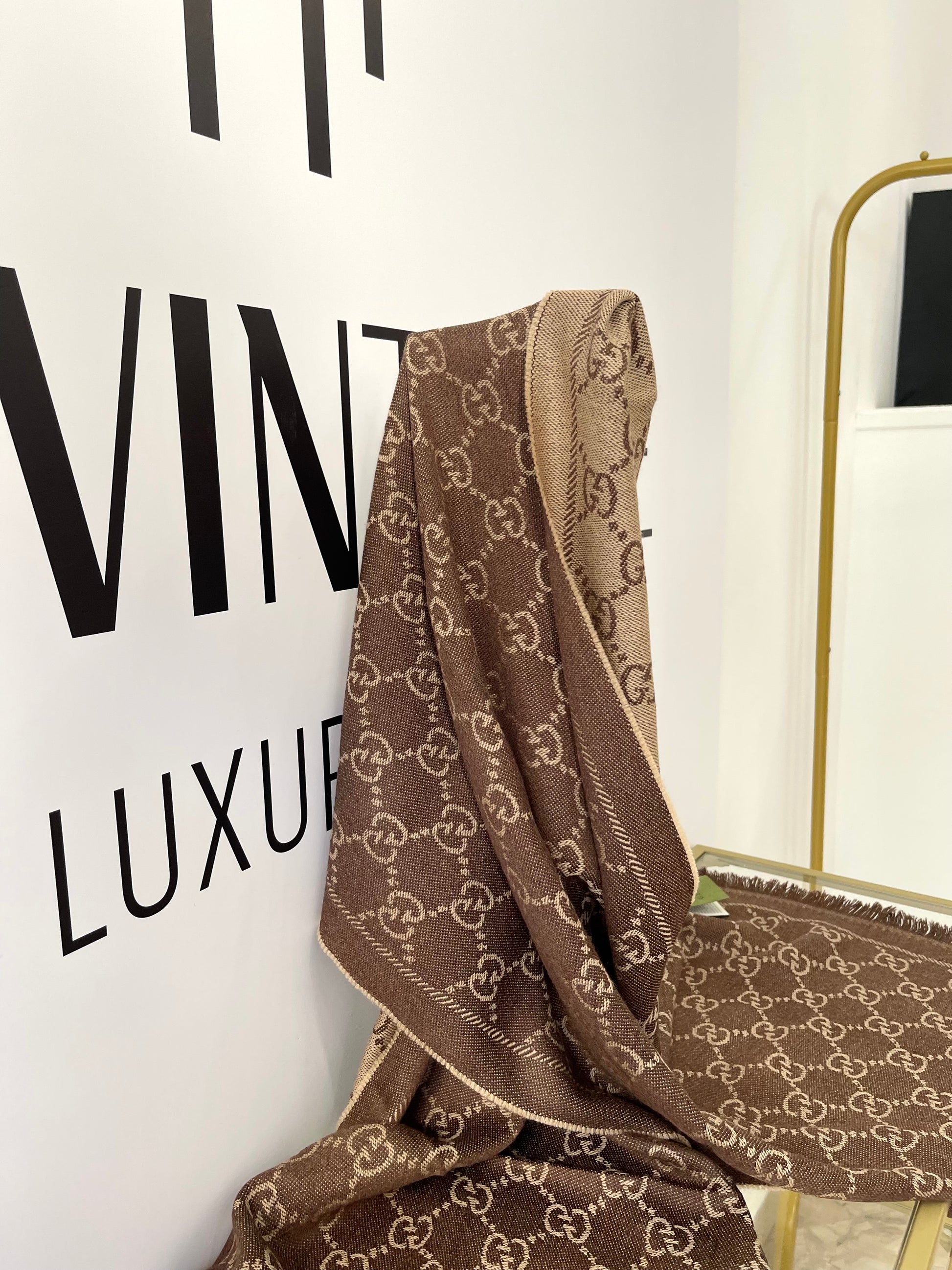 Sciarpa GG jacquard sabbia/marrone Gucci