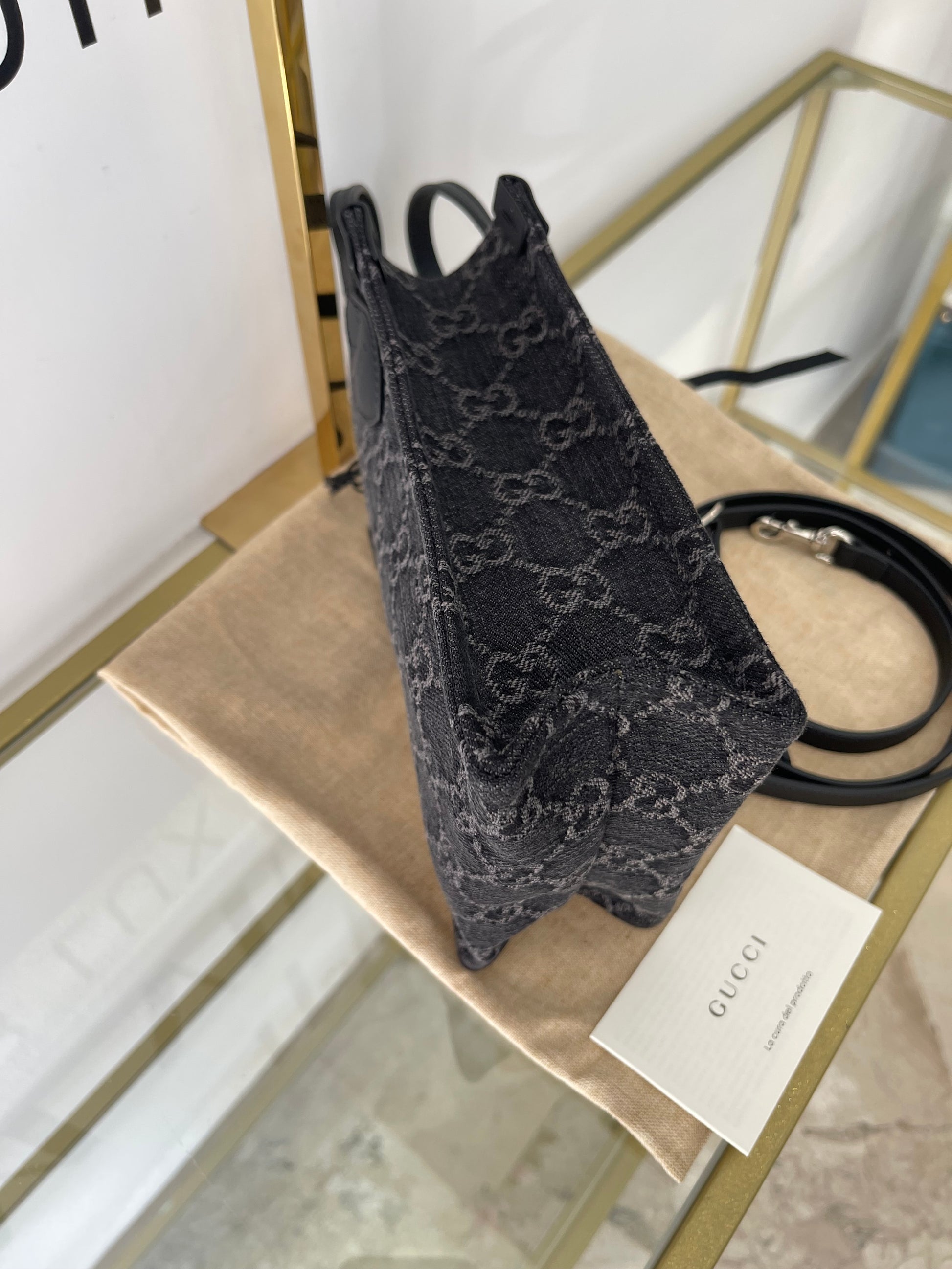 Borsa Mini Tote Ophidia GG in denim Gucci