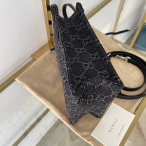 Borsa Mini Tote Ophidia GG in denim Gucci