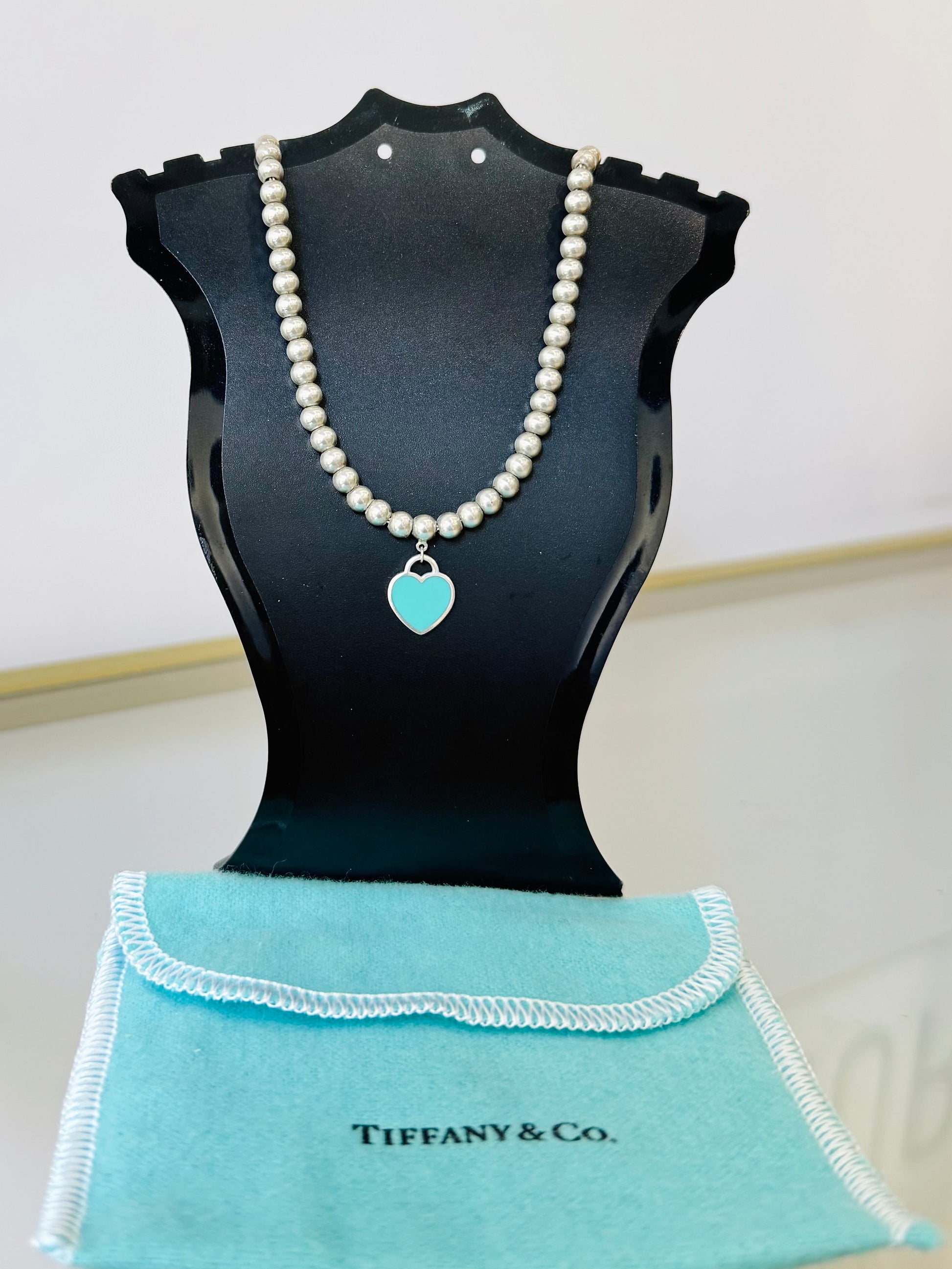 Collana Bead  cuore mini smaltato Tiffany