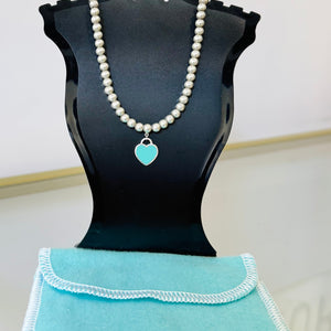 Collana Bead  cuore mini smaltato Tiffany