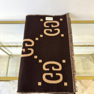 Sciarpa in lana e seta con motivo GG Jacquard Gucci