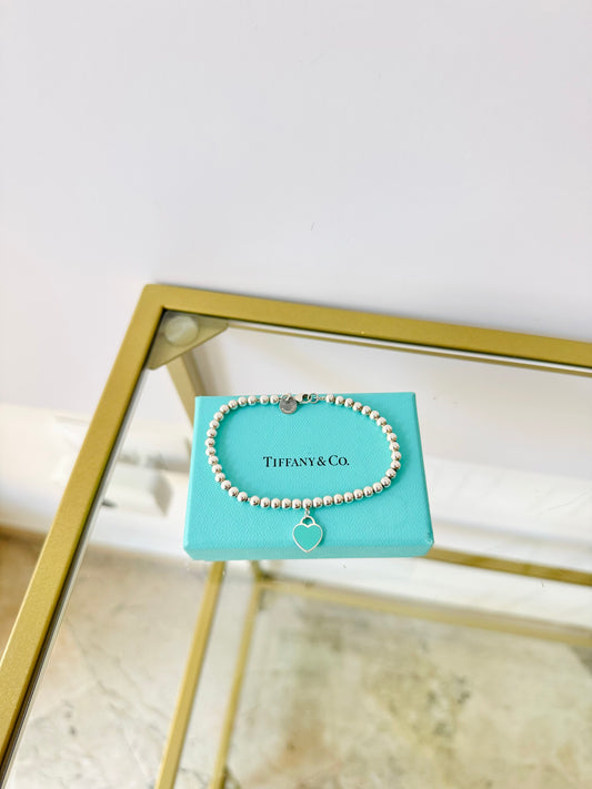 Bracciale Bead cuore mini smaltato Tiffany