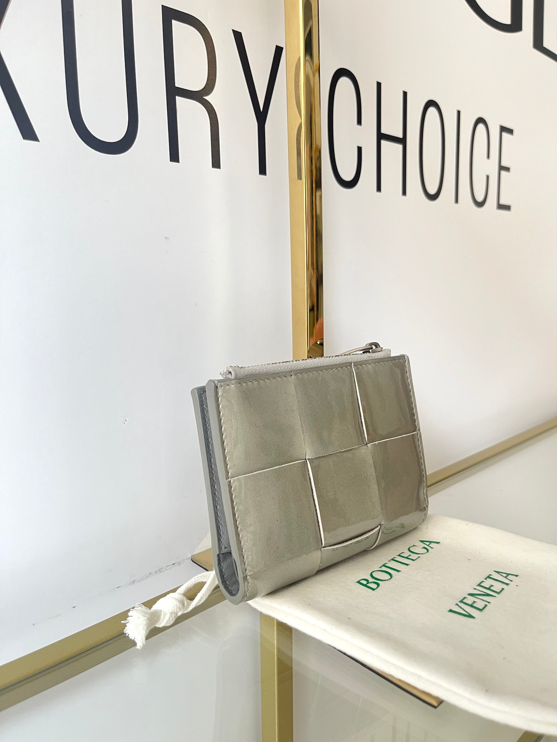 Portafoglio Cassette compatto argento Bottega Veneta