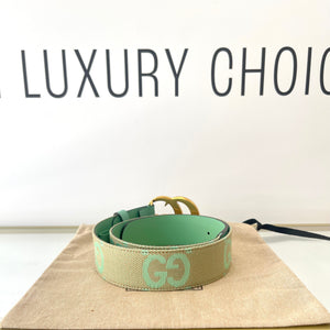 Cintura GG Marmont Jumbo beige/verde menta 4 cm Gucci